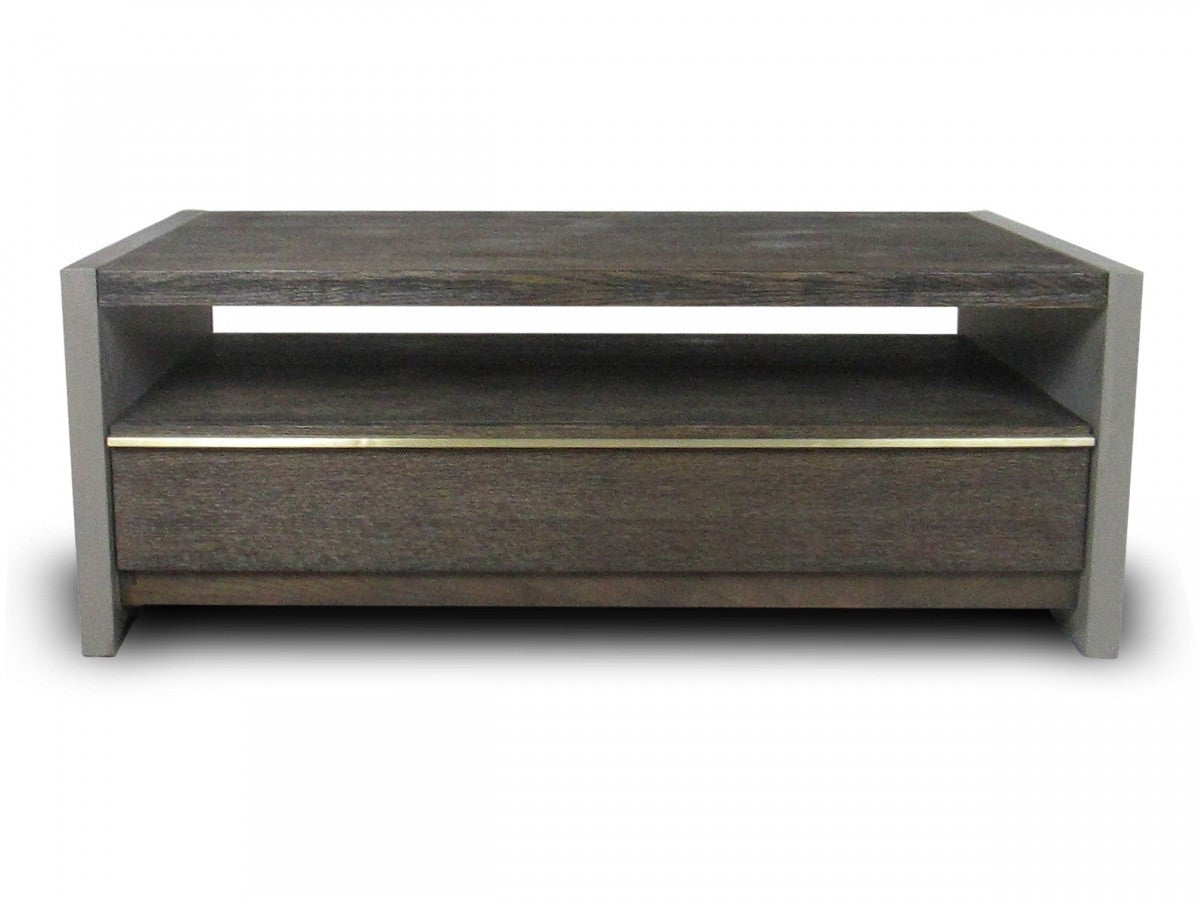 47" Dark Gray Walnut and Concrete Coffee Table with Drawer