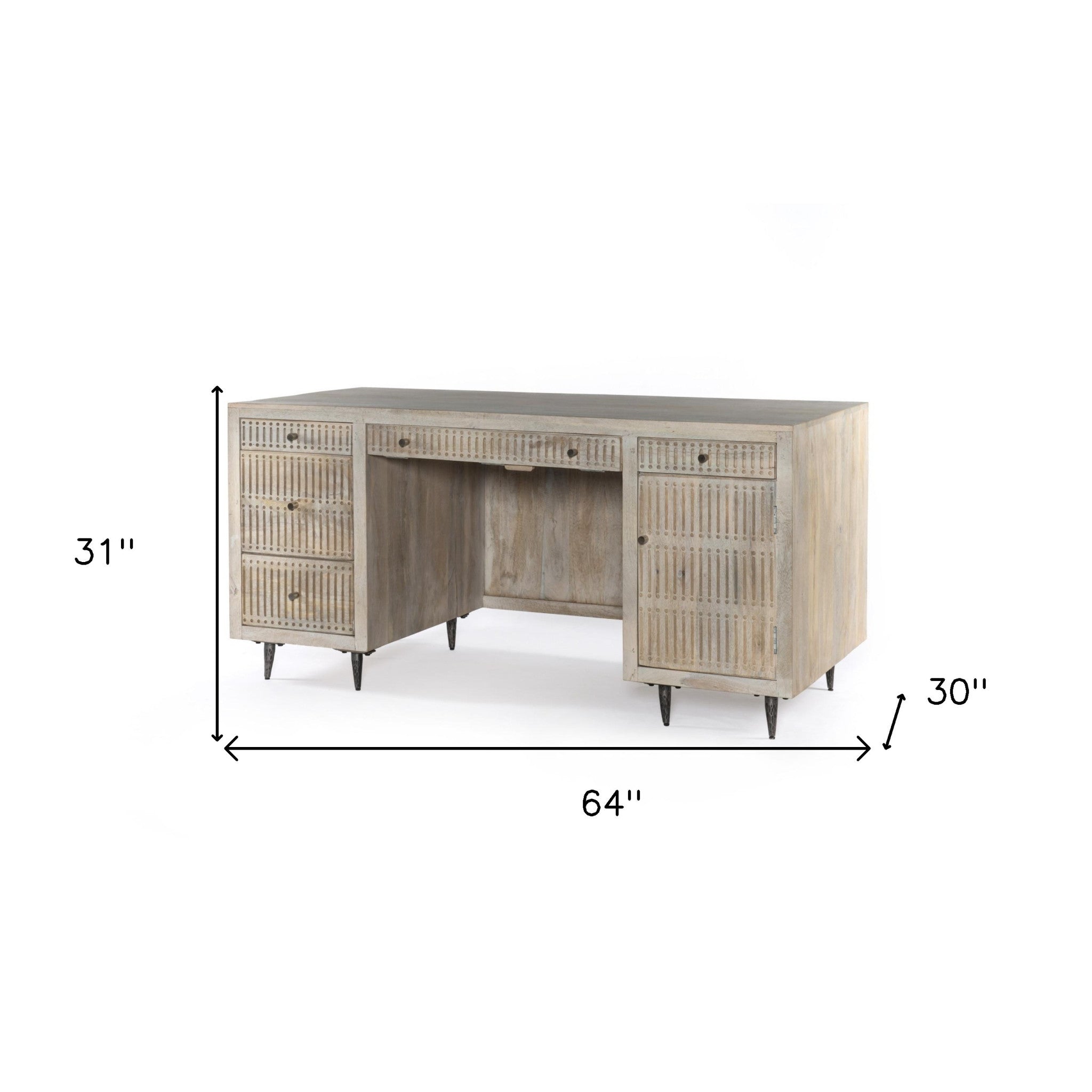 64" Mango Wood Executive Desk