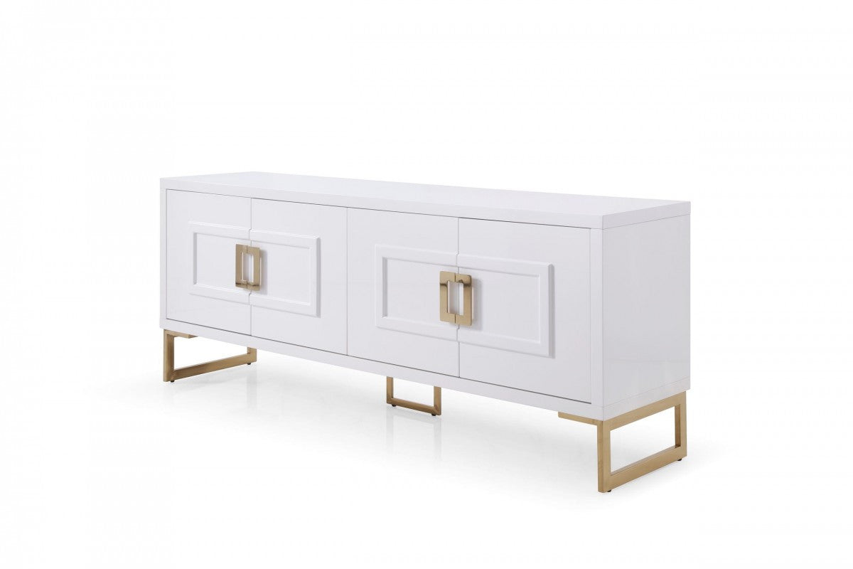 79" White Gloss and Gold Deco Buffet