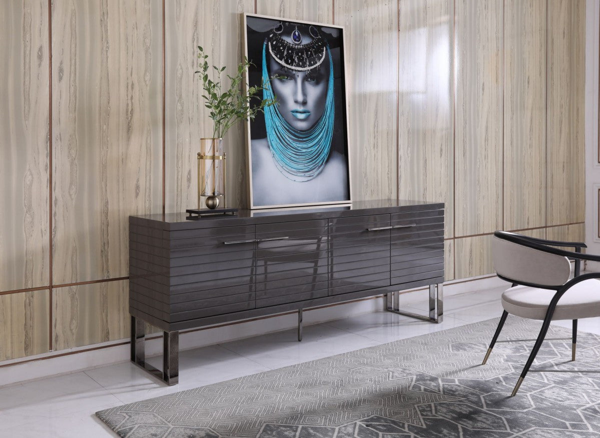 79" High Gloss Gray Contemporary Buffet