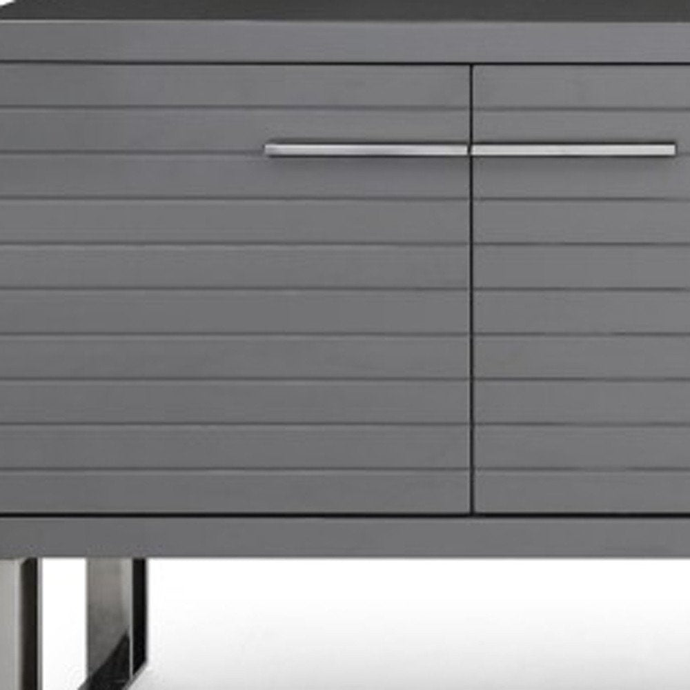 79" Gray Contemporary Ribbed Buffet