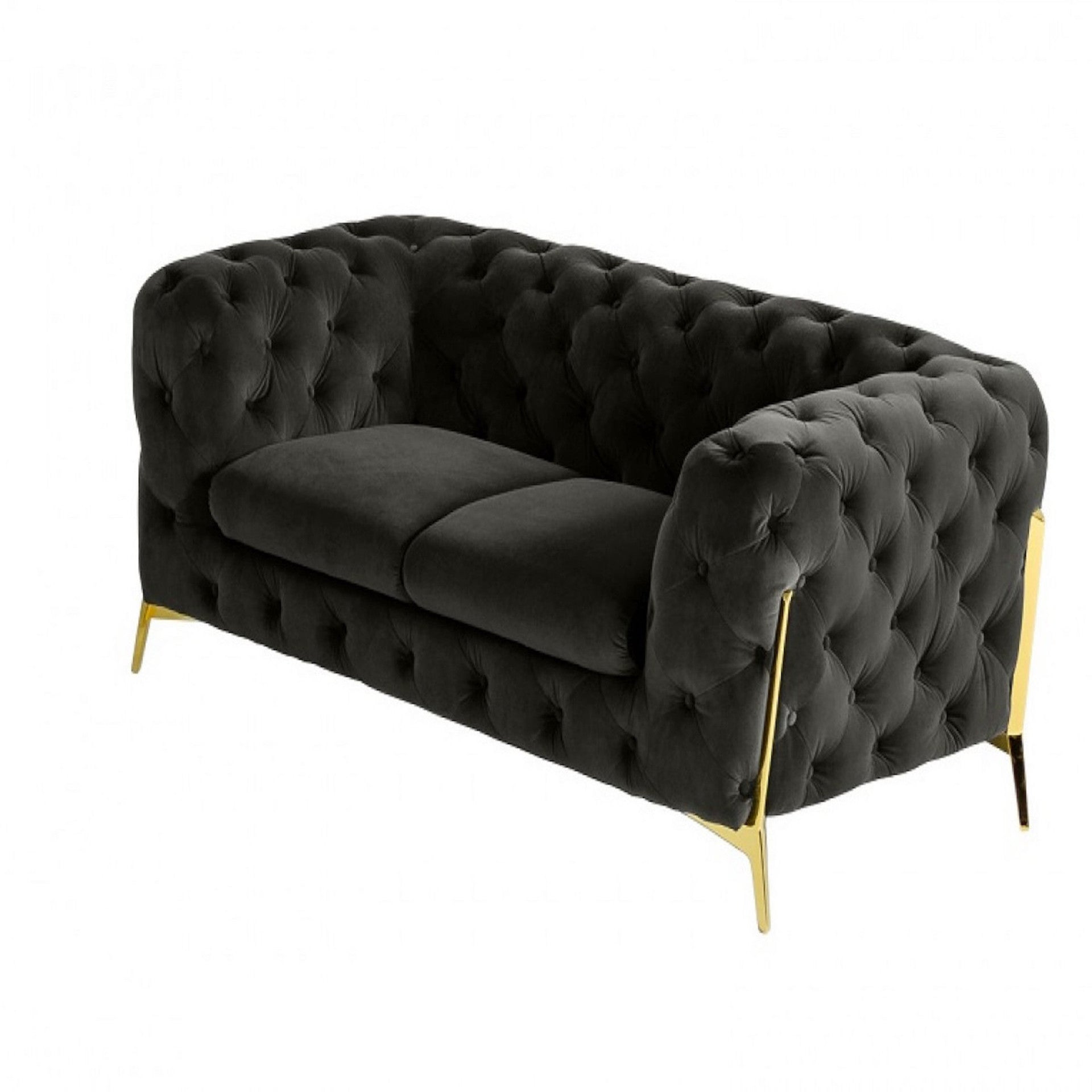 74" Velour Tufted Modern Tuxedo Loveseat