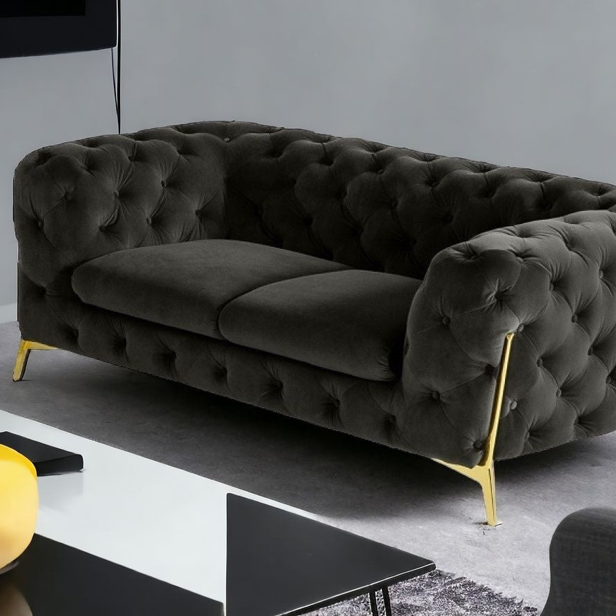 74" Velvet Tufted Modern Chesterfield Loveseat