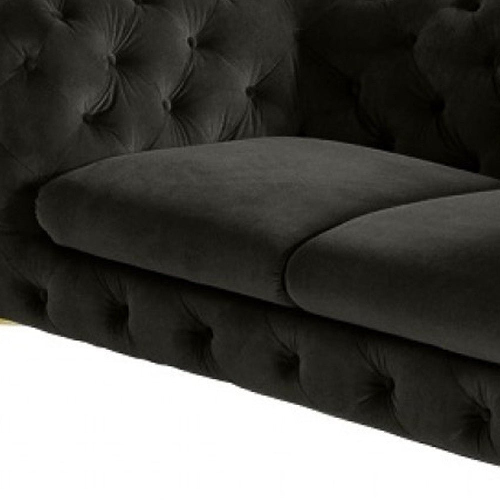 74" Velour Tufted Modern Tuxedo Loveseat