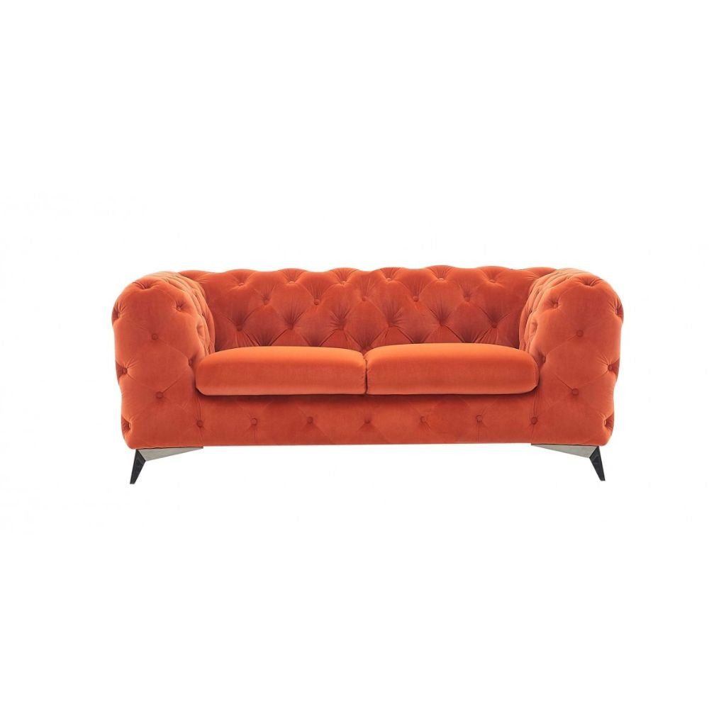 74" Velour Tufted Modern Tuxedo Loveseat