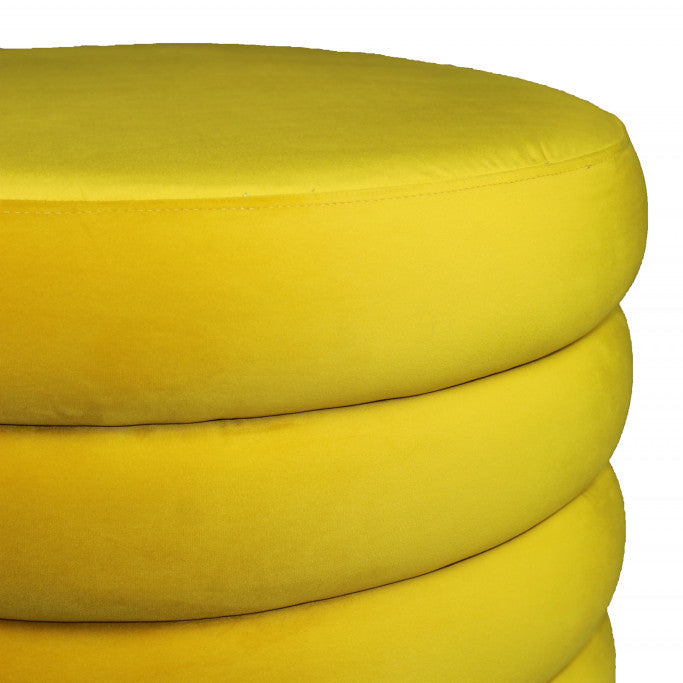 31" Ribbed Velvet Round Ottoman