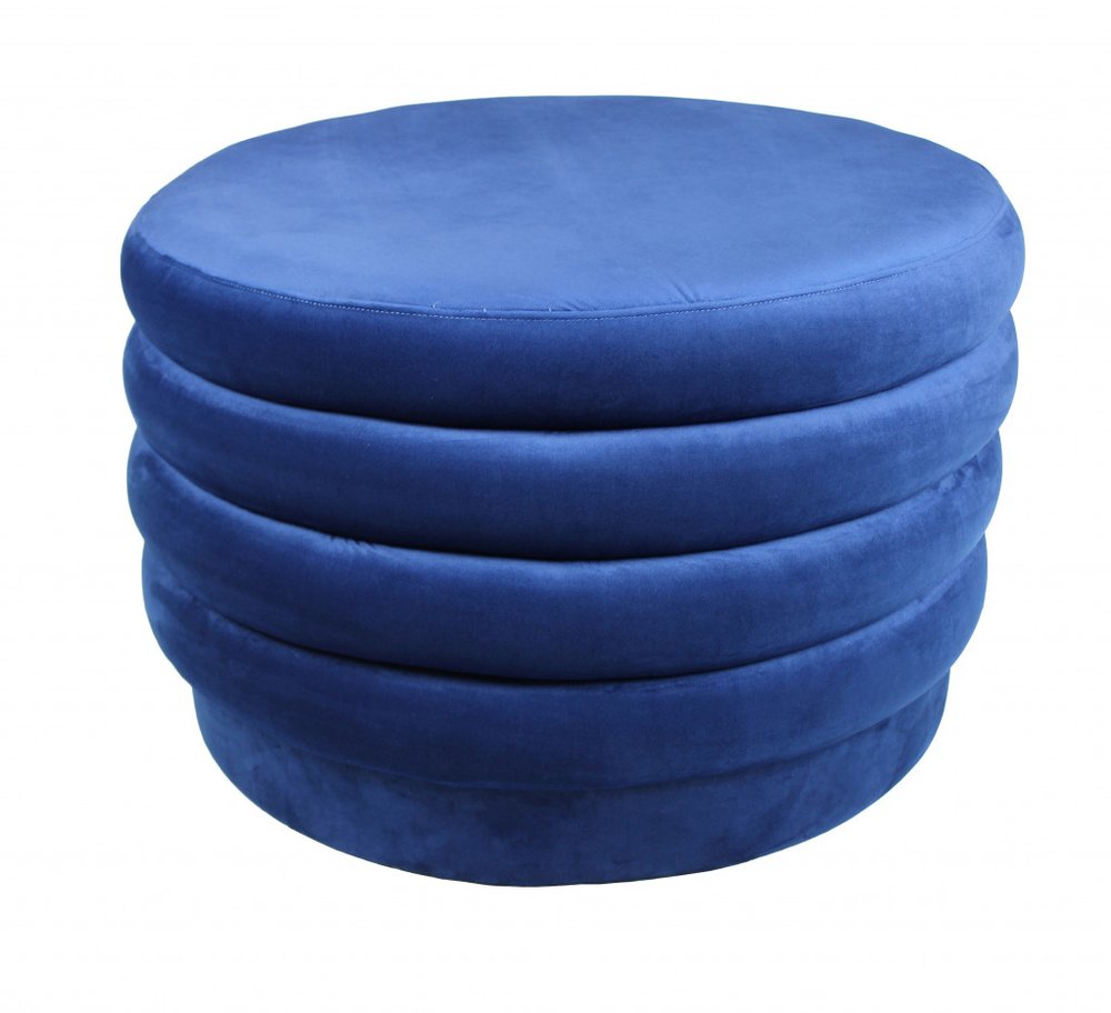 31" Ribbed Velvet Round Ottoman