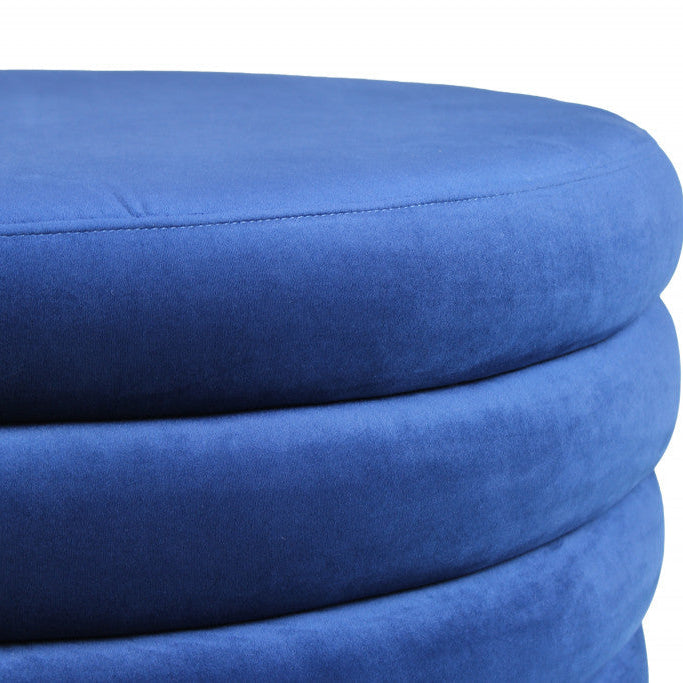 31" Ribbed Velvet Round Ottoman