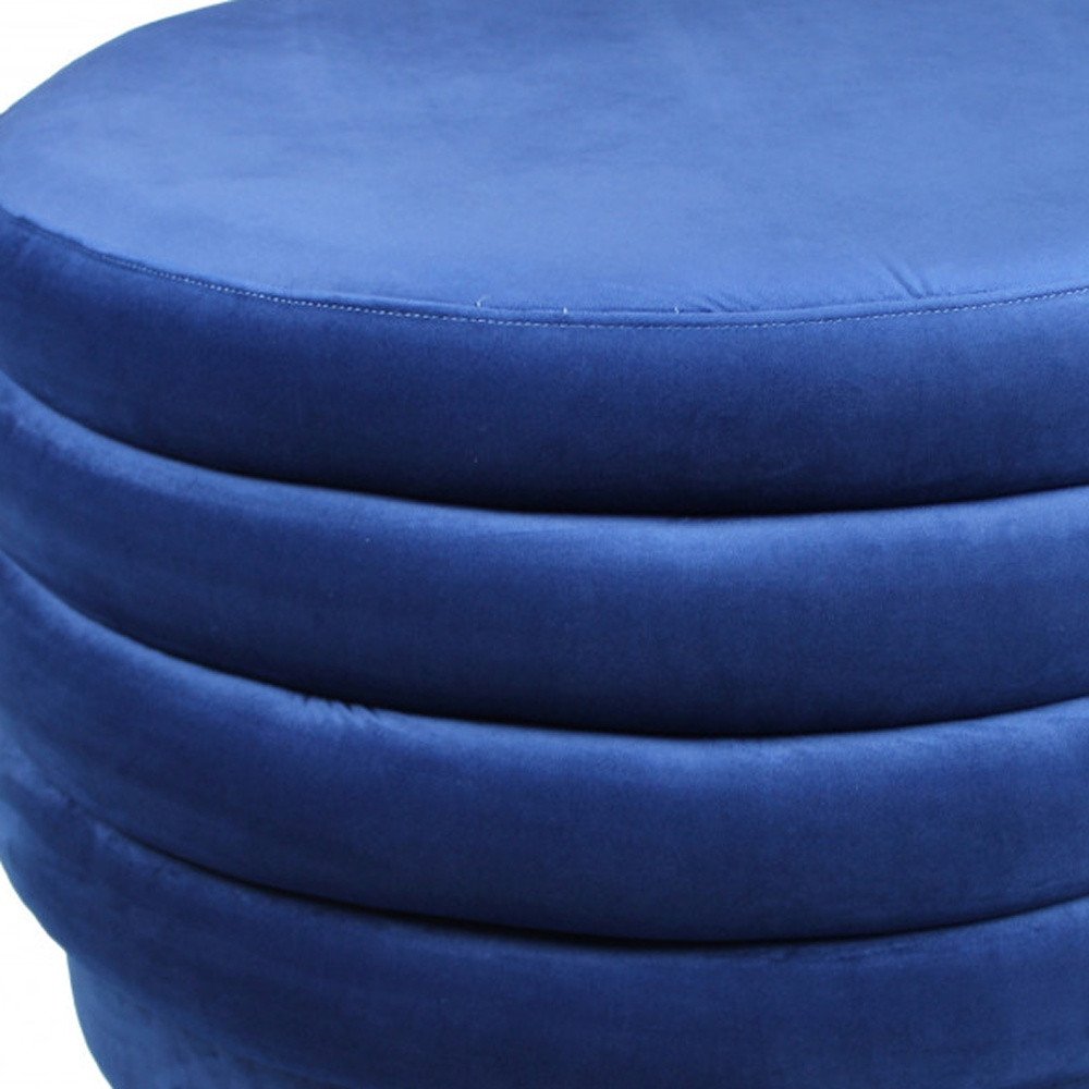 31" Ribbed Velvet Round Ottoman