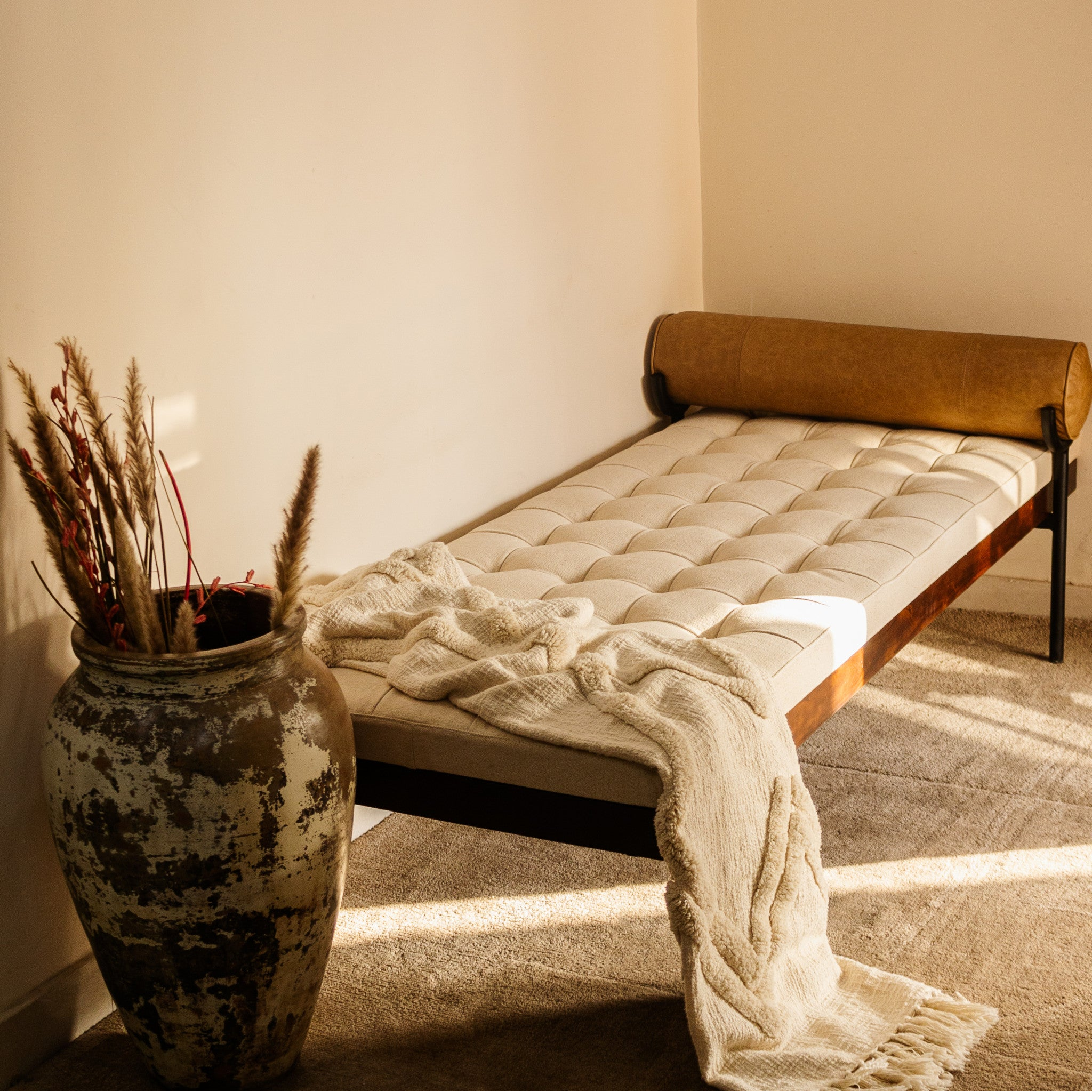72" Ivory Cotton Daybed with Pillow