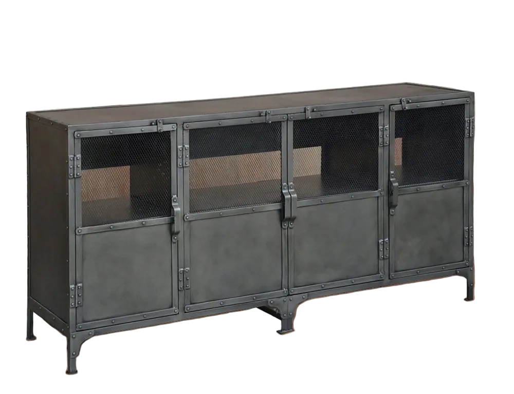 72" Dark Gray Industrial Enclosed TV Stand