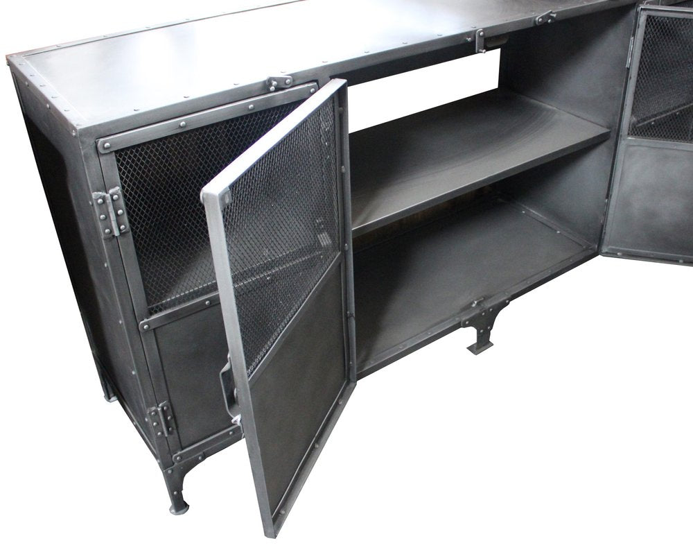 72" Dark Gray Industrial Enclosed TV Stand