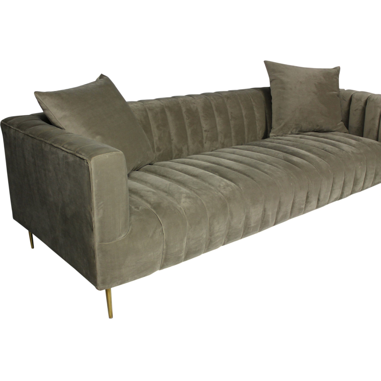 90" Velvet and Gold Tuxedo Sofa