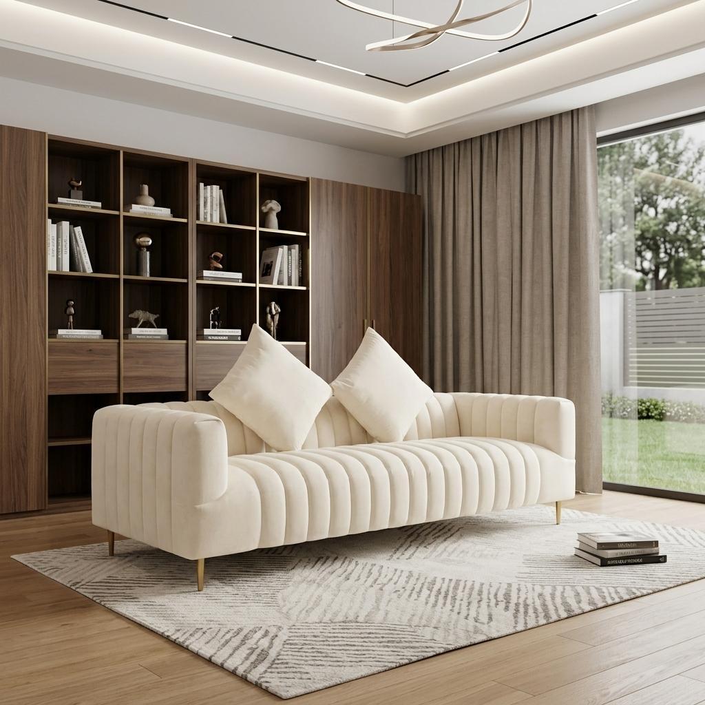 90" Velvet and Gold Tuxedo Sofa