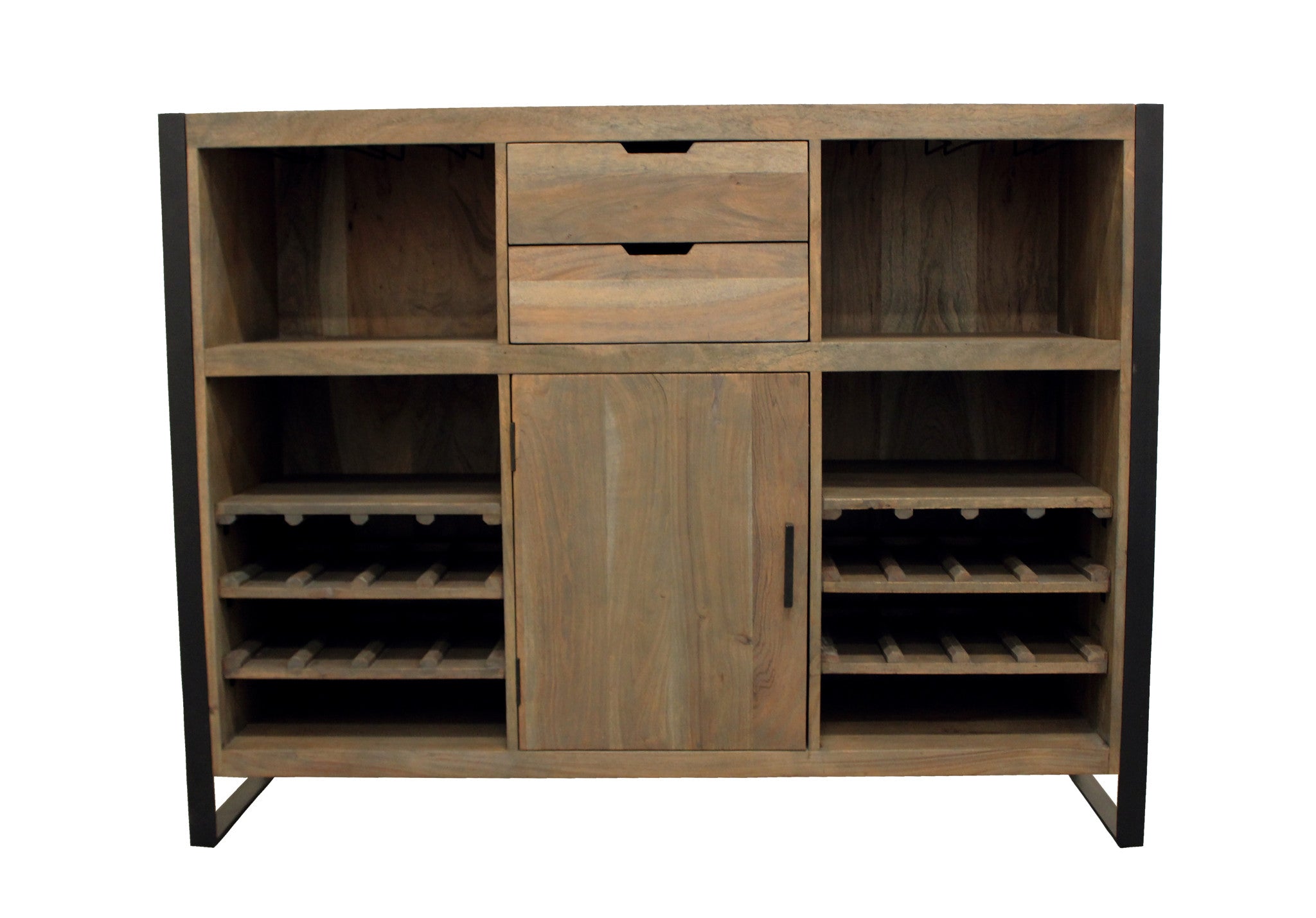 55" Brown Wine and Drawer Storage Console