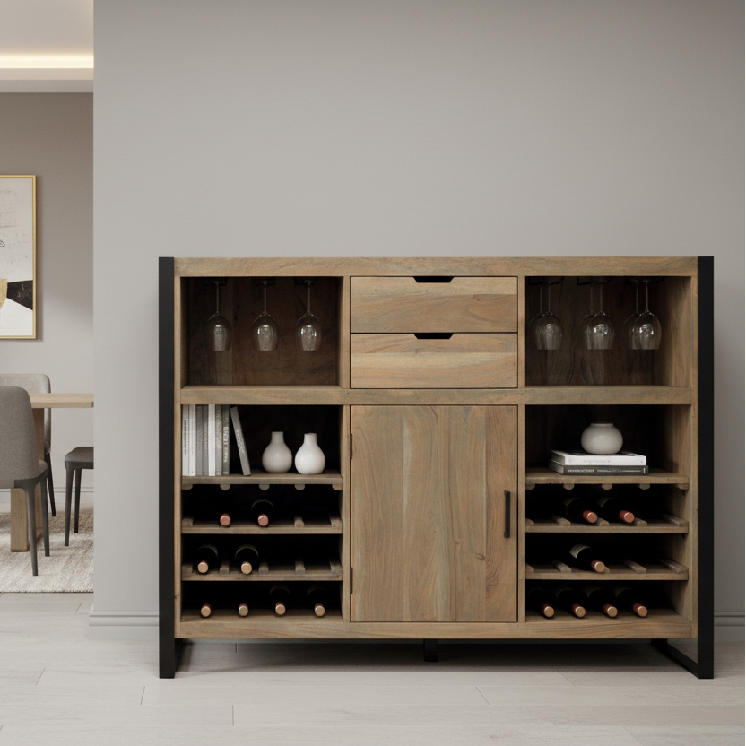 55" Brown Wine and Storage Console