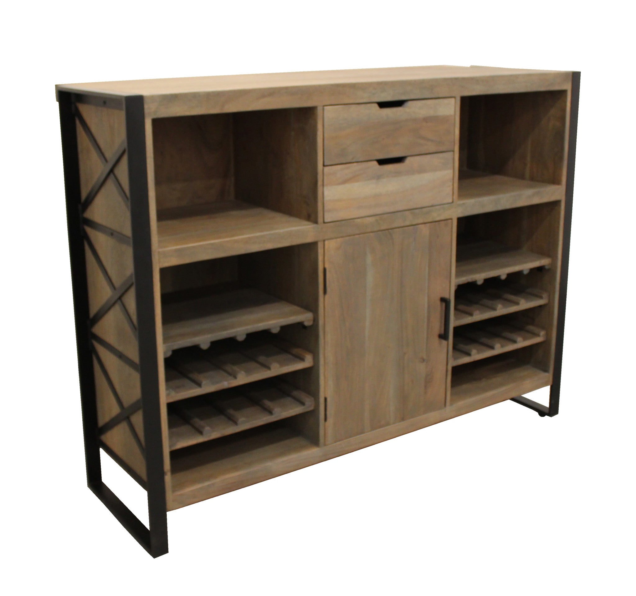 55" Brown Wine and Drawer Storage Console