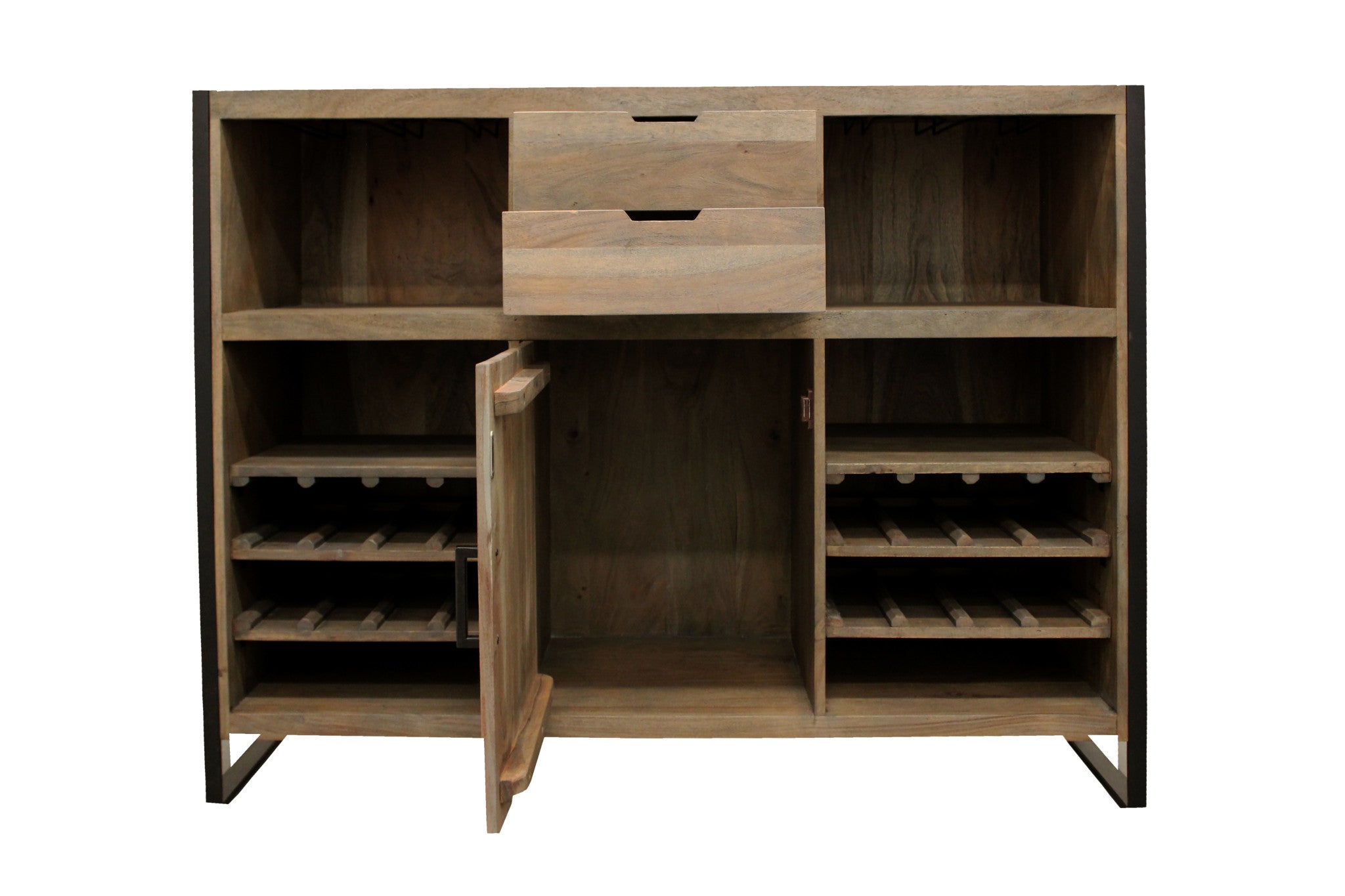 55" Brown Wine and Drawer Storage Console