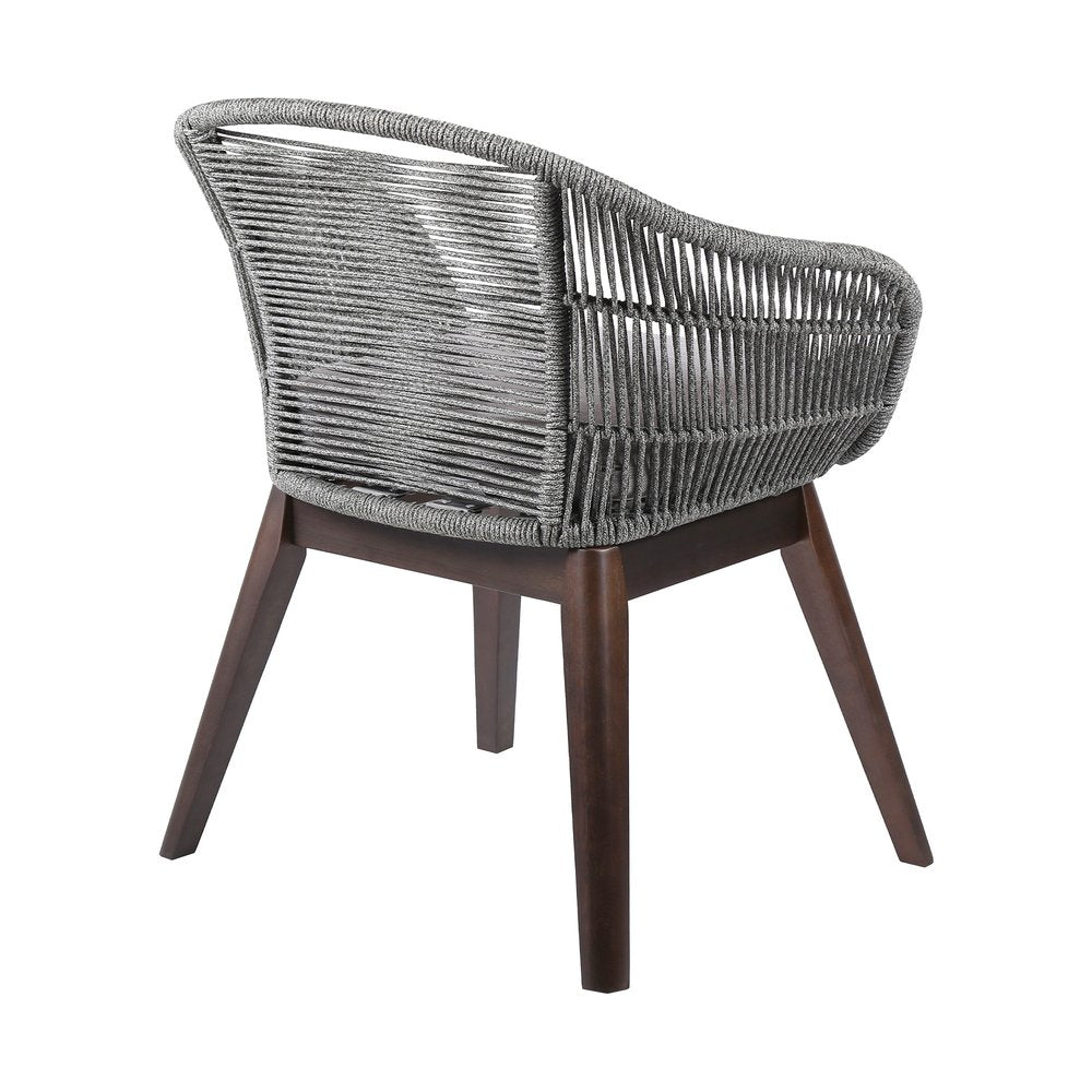 27" Outdoor Eucalyptus Wood Barrel Dining Chair