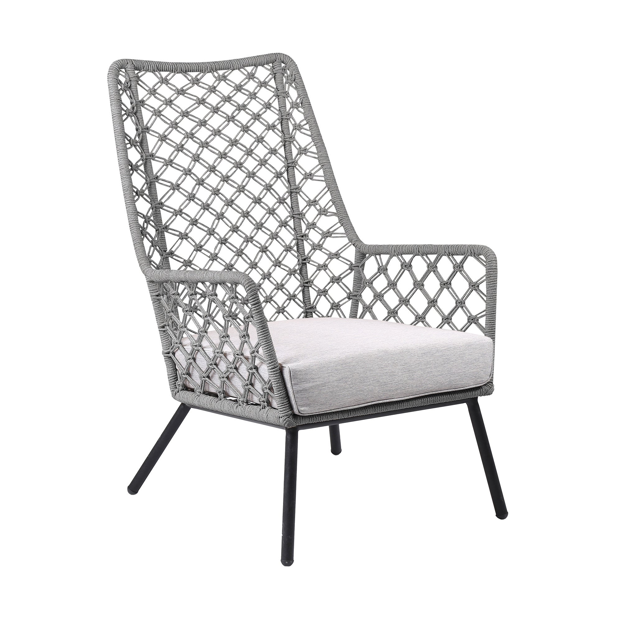 26" Gray Metal and Rope Outdoor Chair