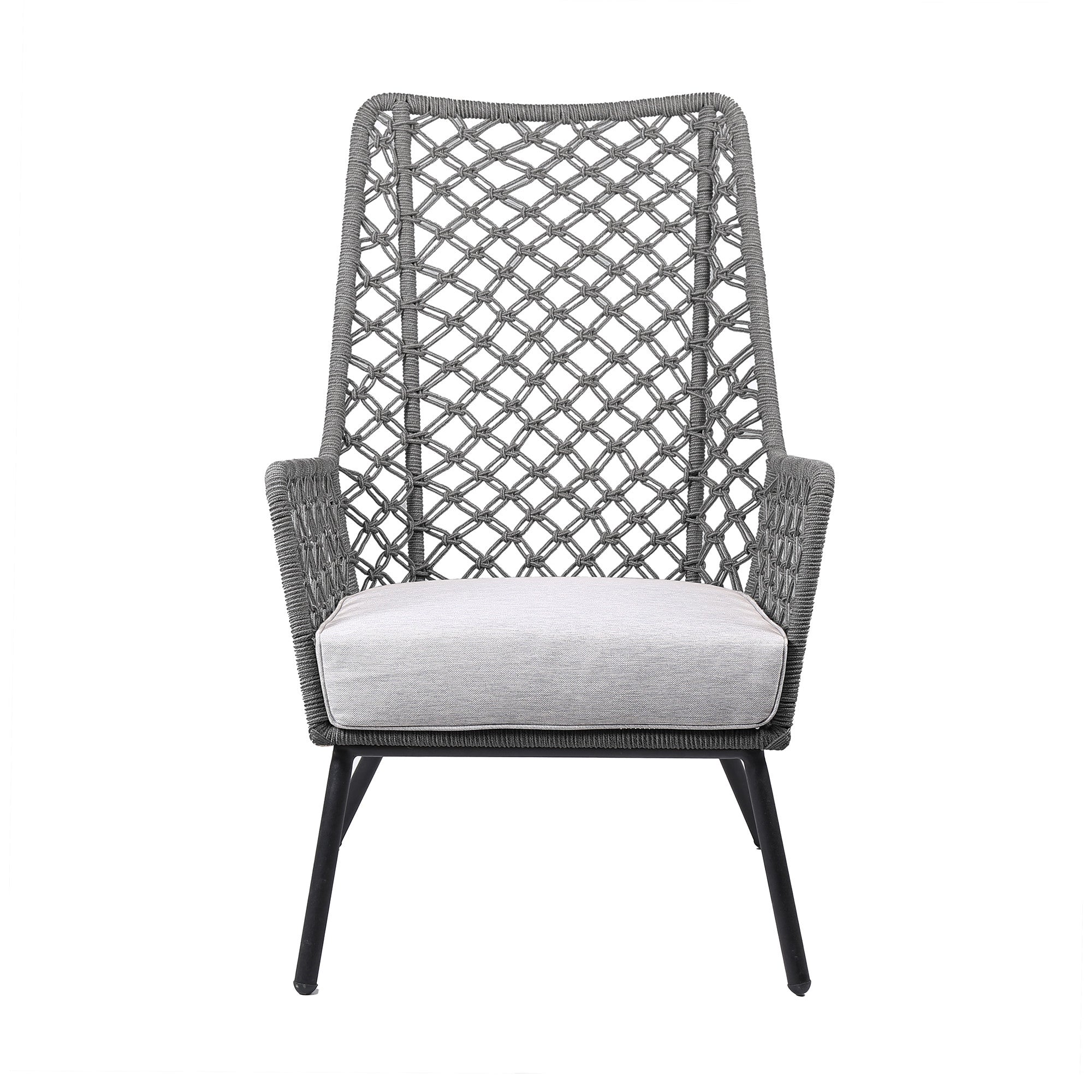 26" Gray Metal and Rope Outdoor Chair