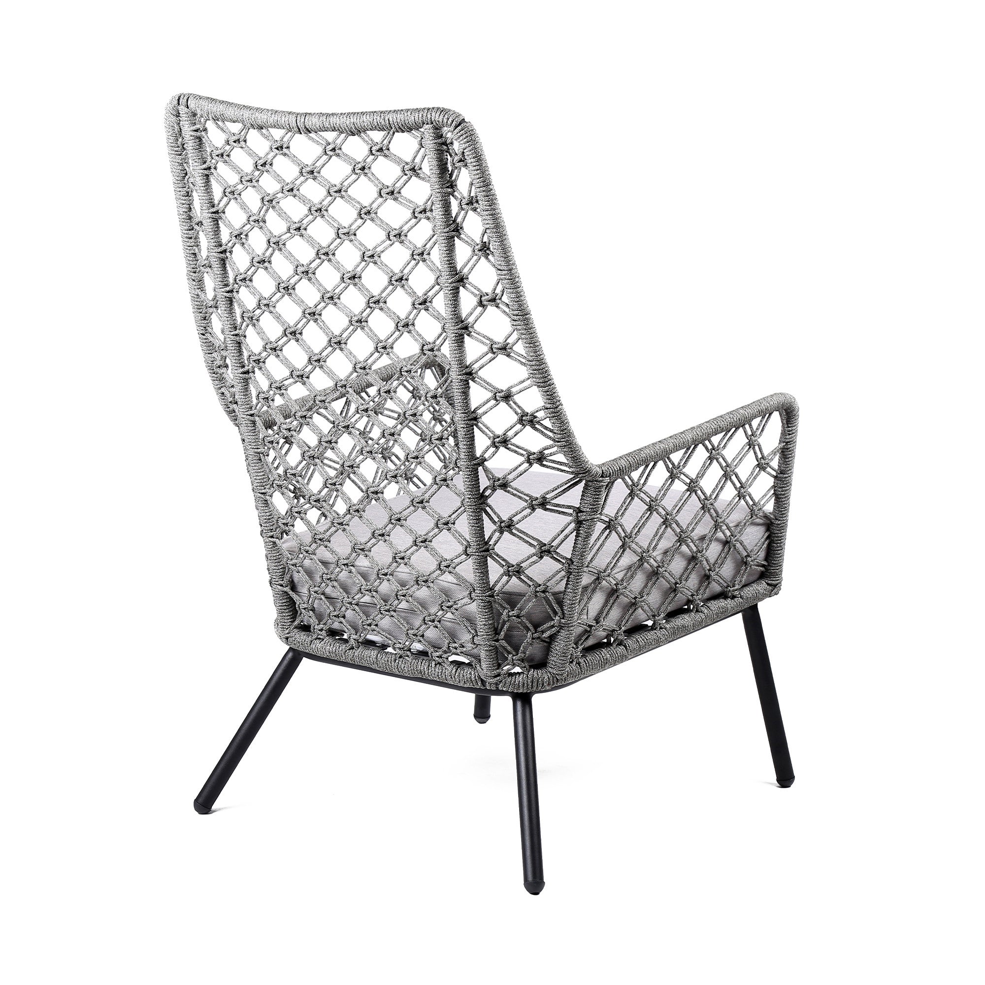 26" Gray Metal and Rope Outdoor Chair