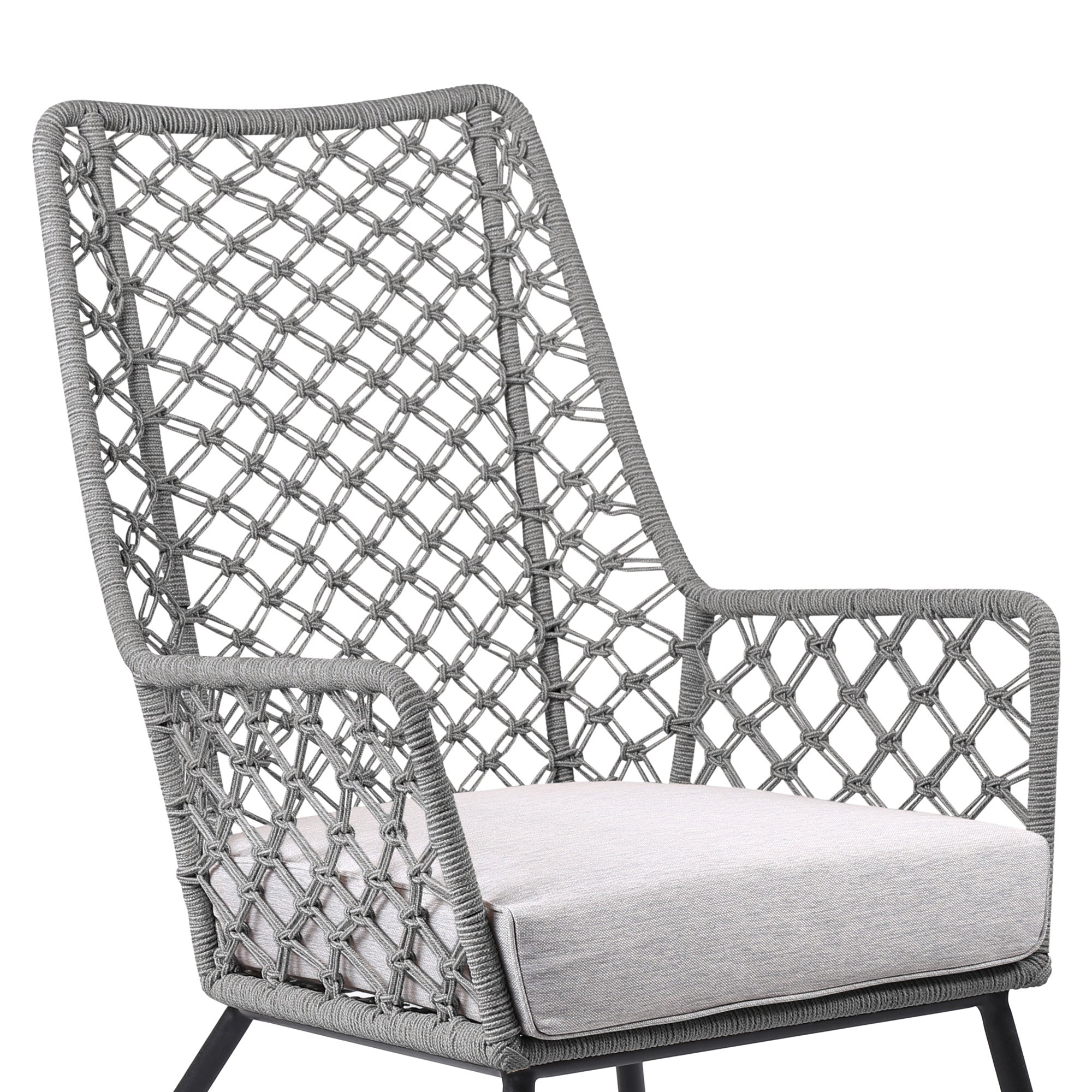 26" Gray Metal and Rope Outdoor Chair