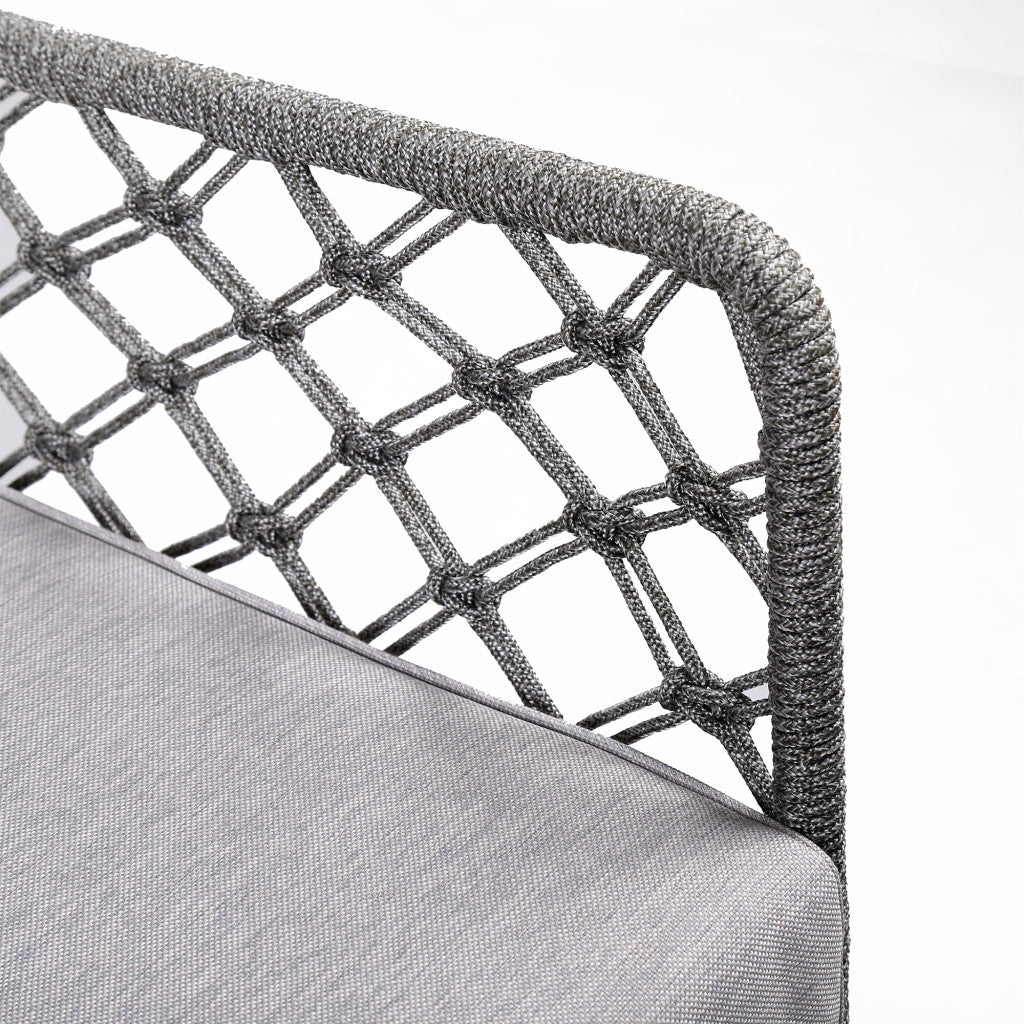 26" Gray Metal and Rope Outdoor Chair