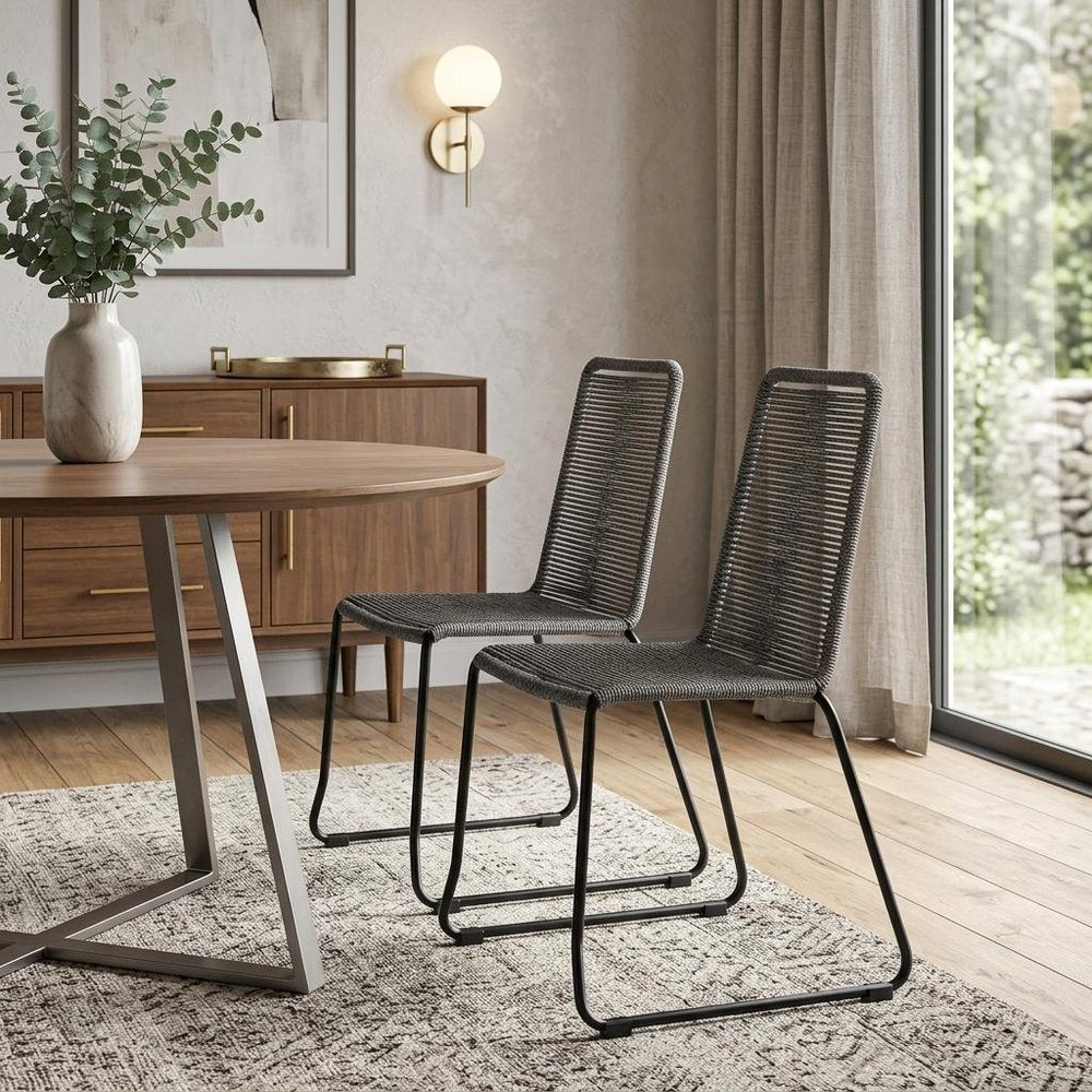 Set of Two 23"  Metal Outdoor Dining Chair