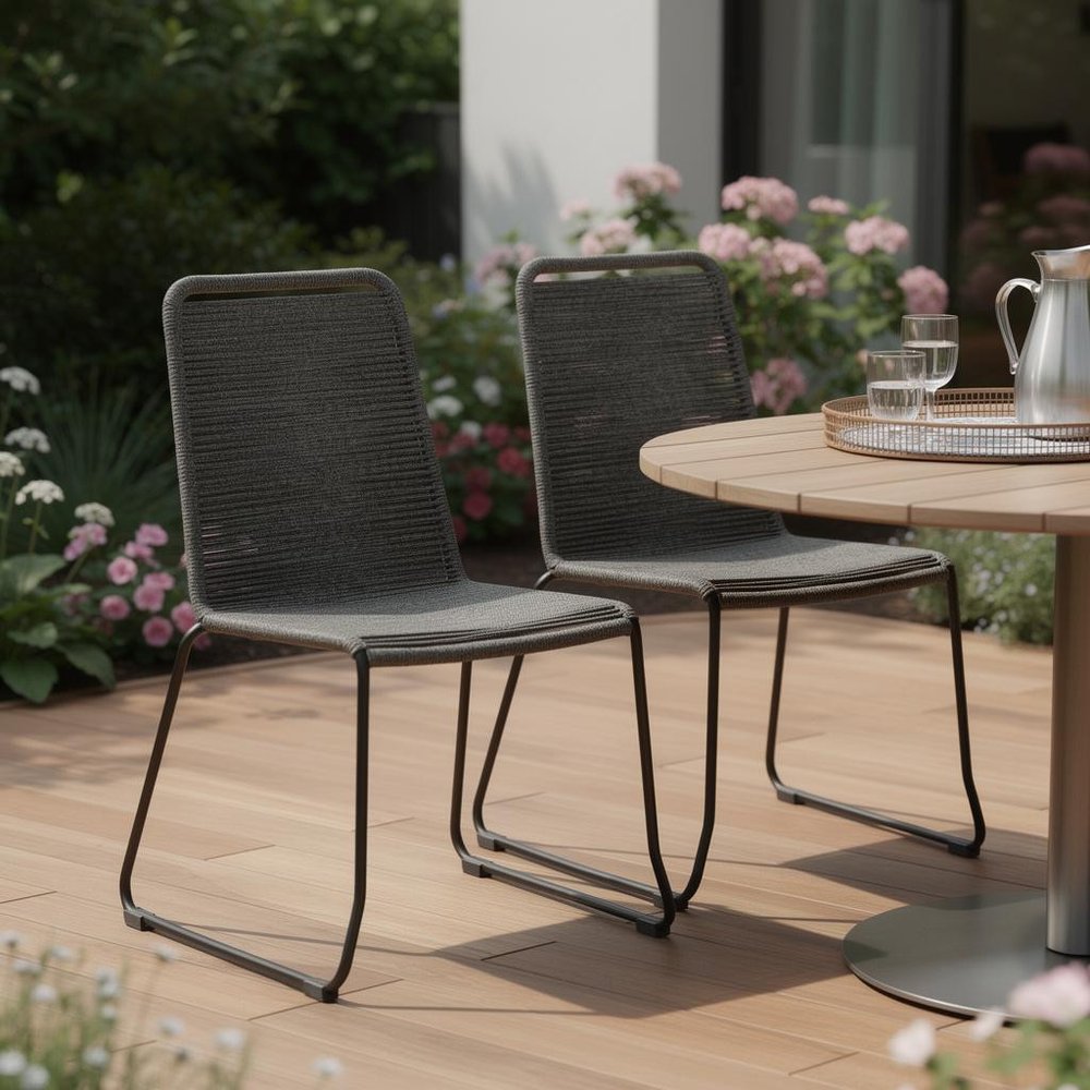 Set of Two 23"  Metal Outdoor Dining Chair