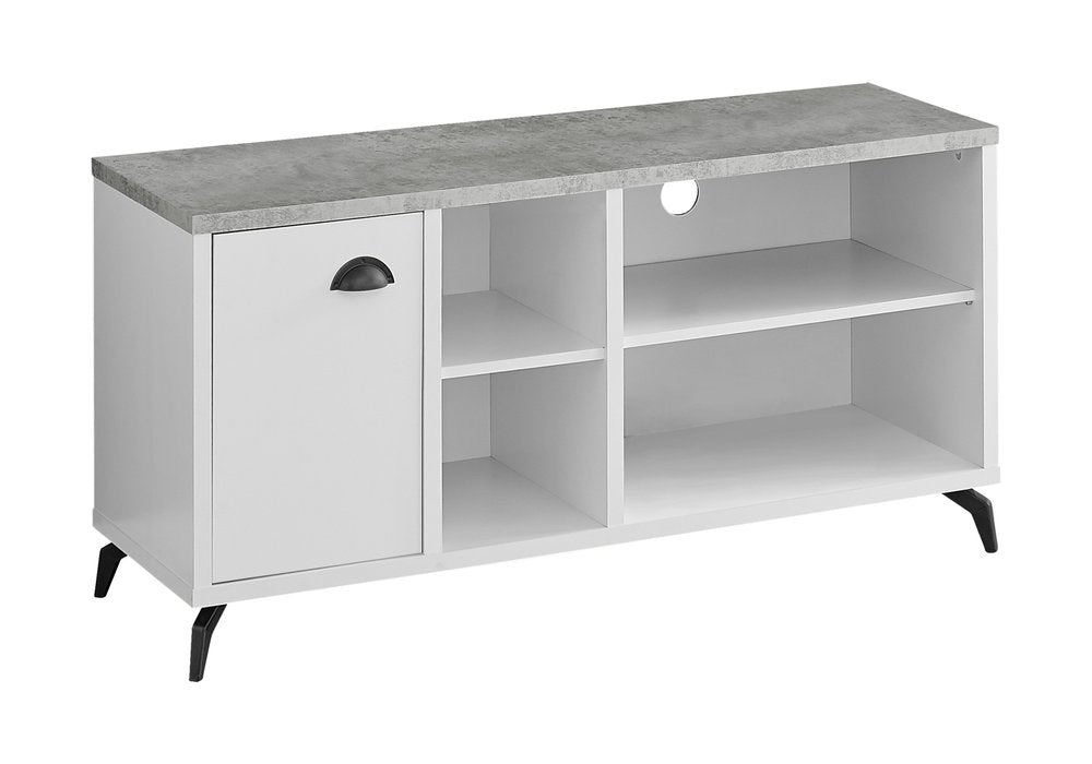 47" Gray and White Contemporary Open TV Stand