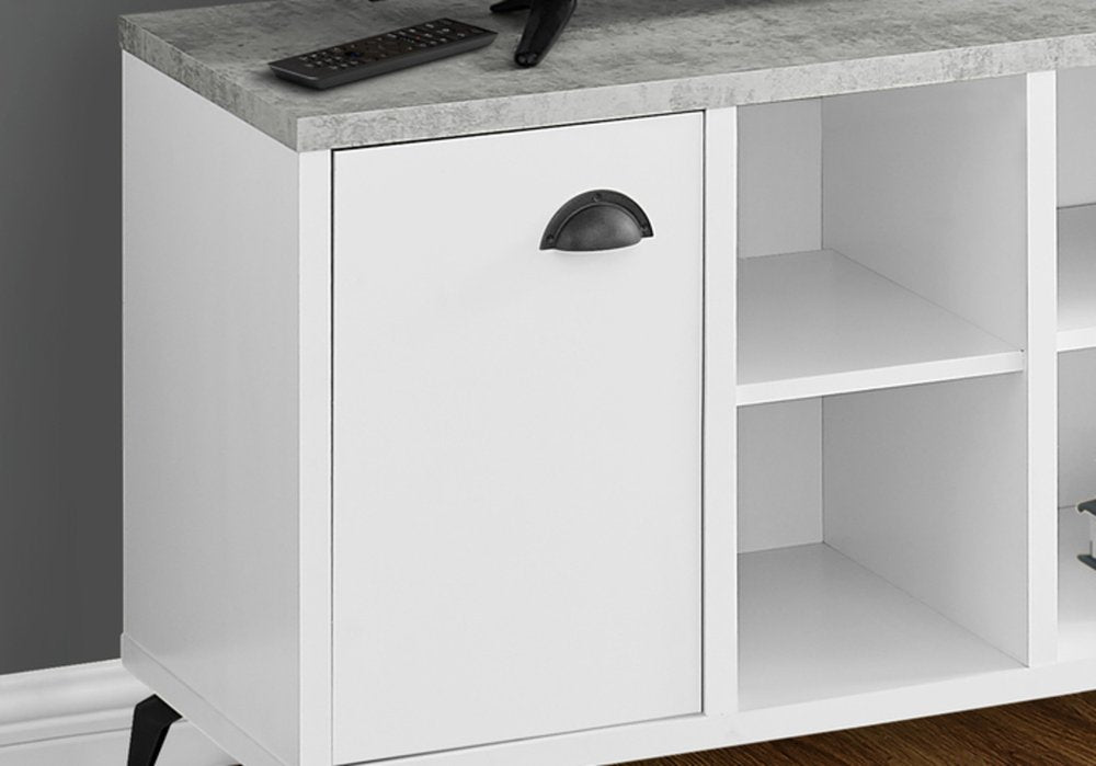 47" Gray and White Contemporary Open TV Stand