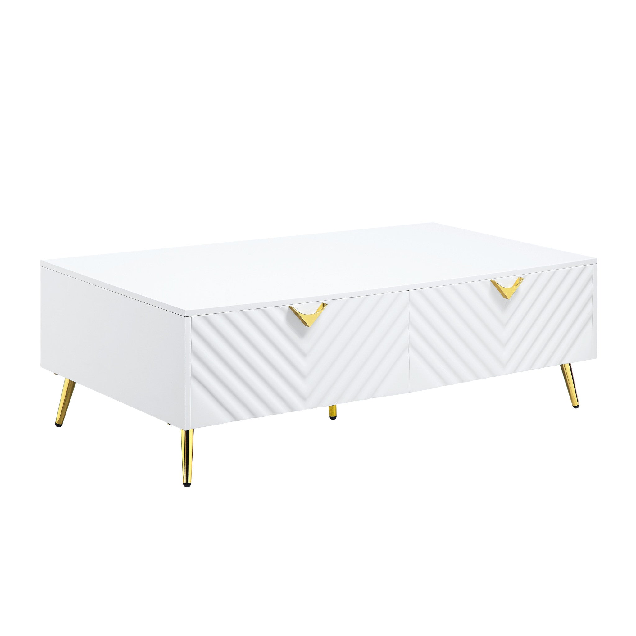 53" White 4 Drawer Deco Coffee Table