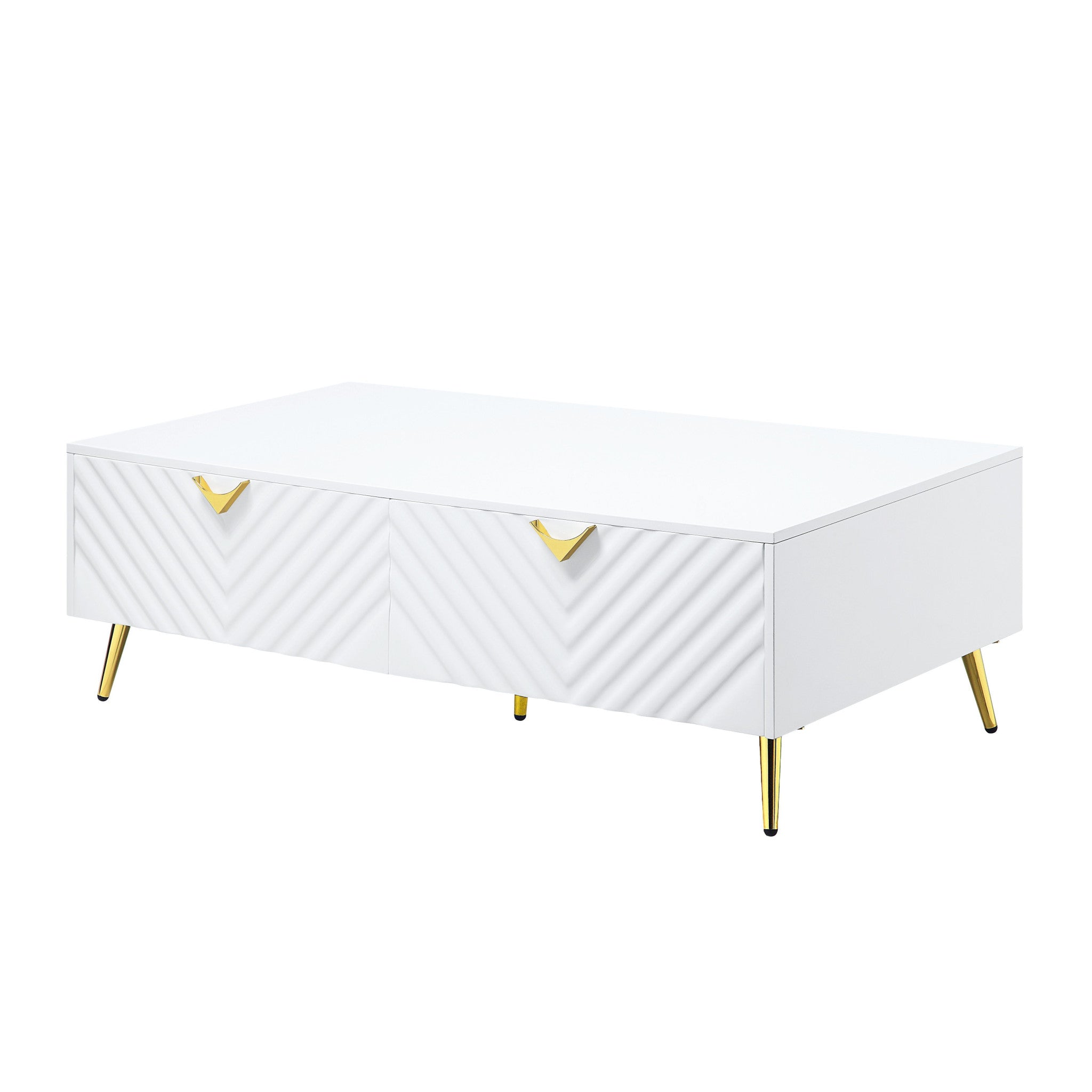 53" White 4 Drawer Deco Coffee Table