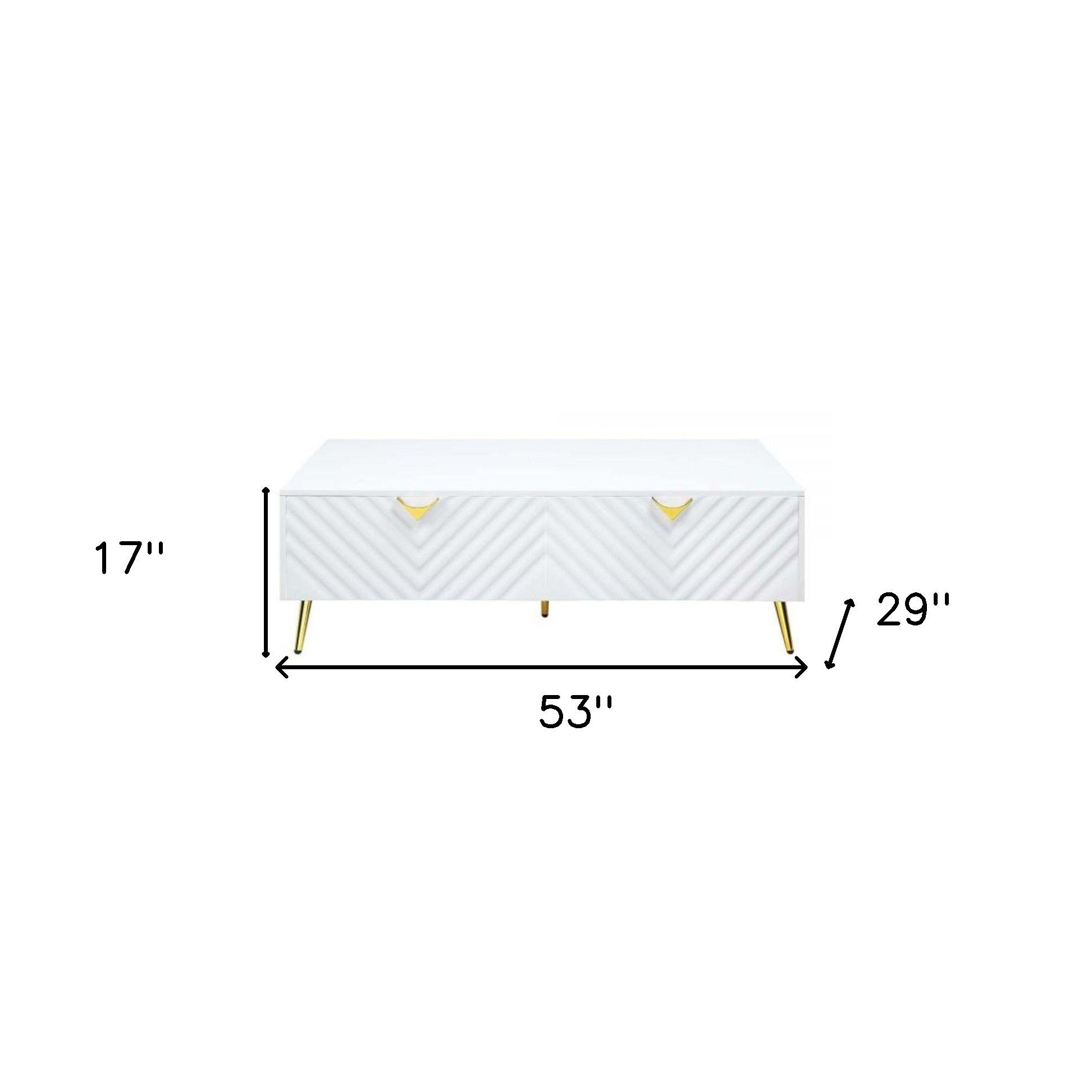 53" White 4 Drawer Deco Coffee Table
