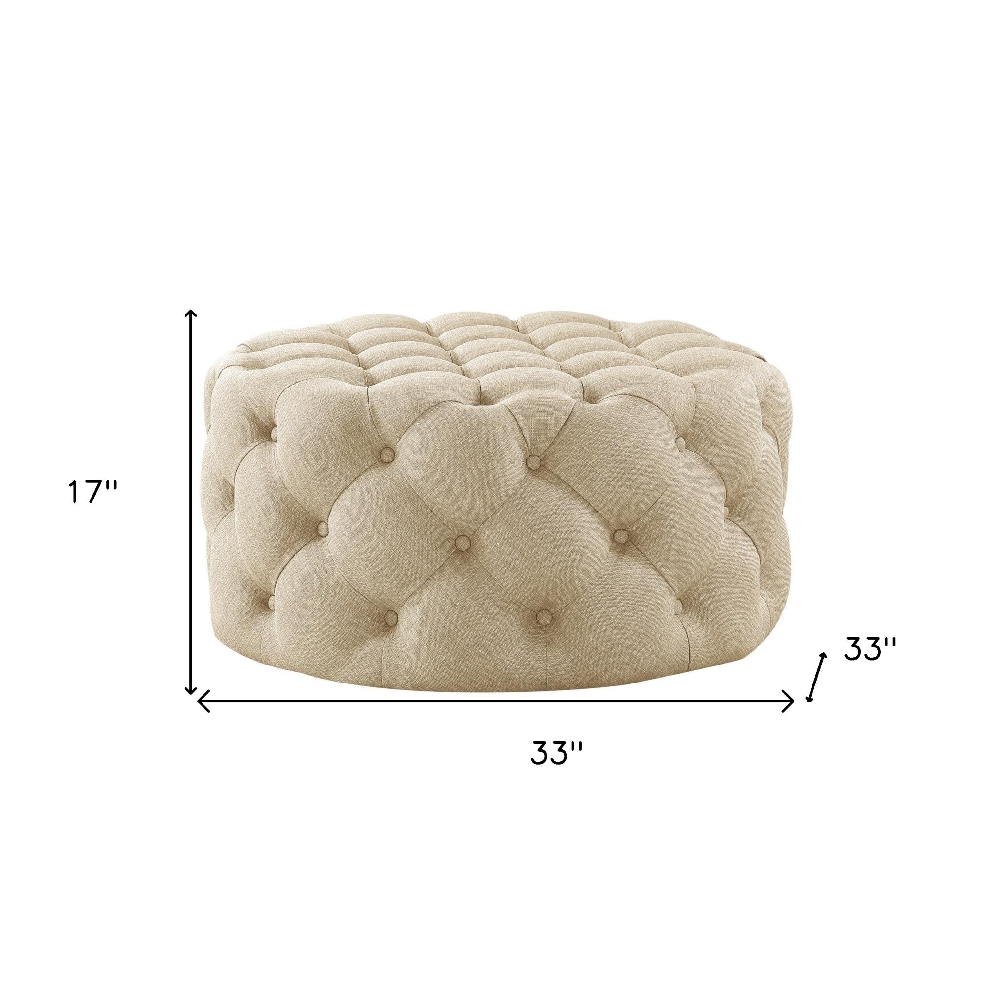 33" Tufted Circle Ottoman