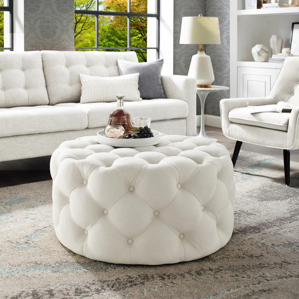 33" Tufted Circle Ottoman