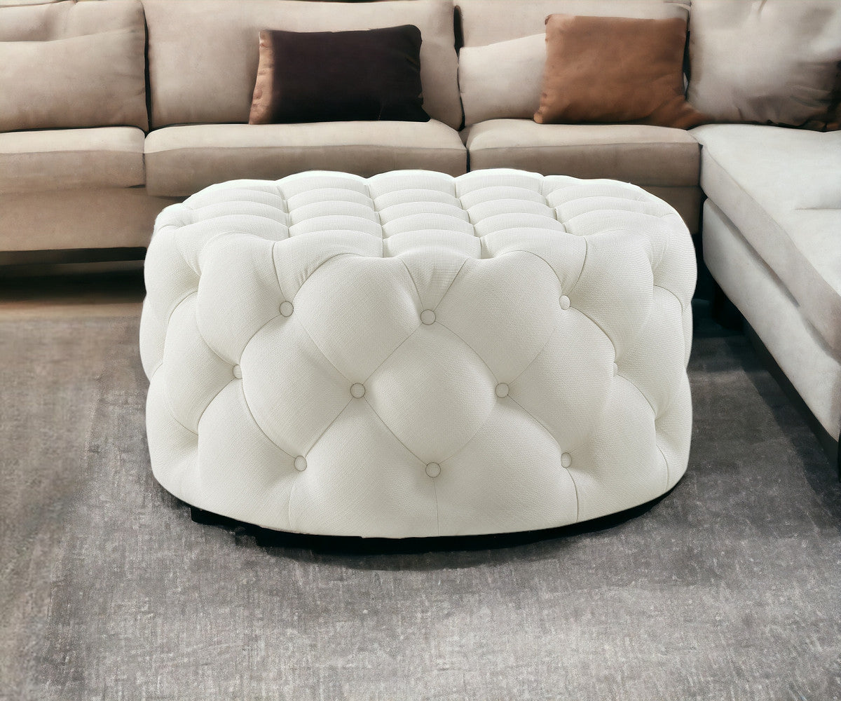 33" Tufted Circle Ottoman