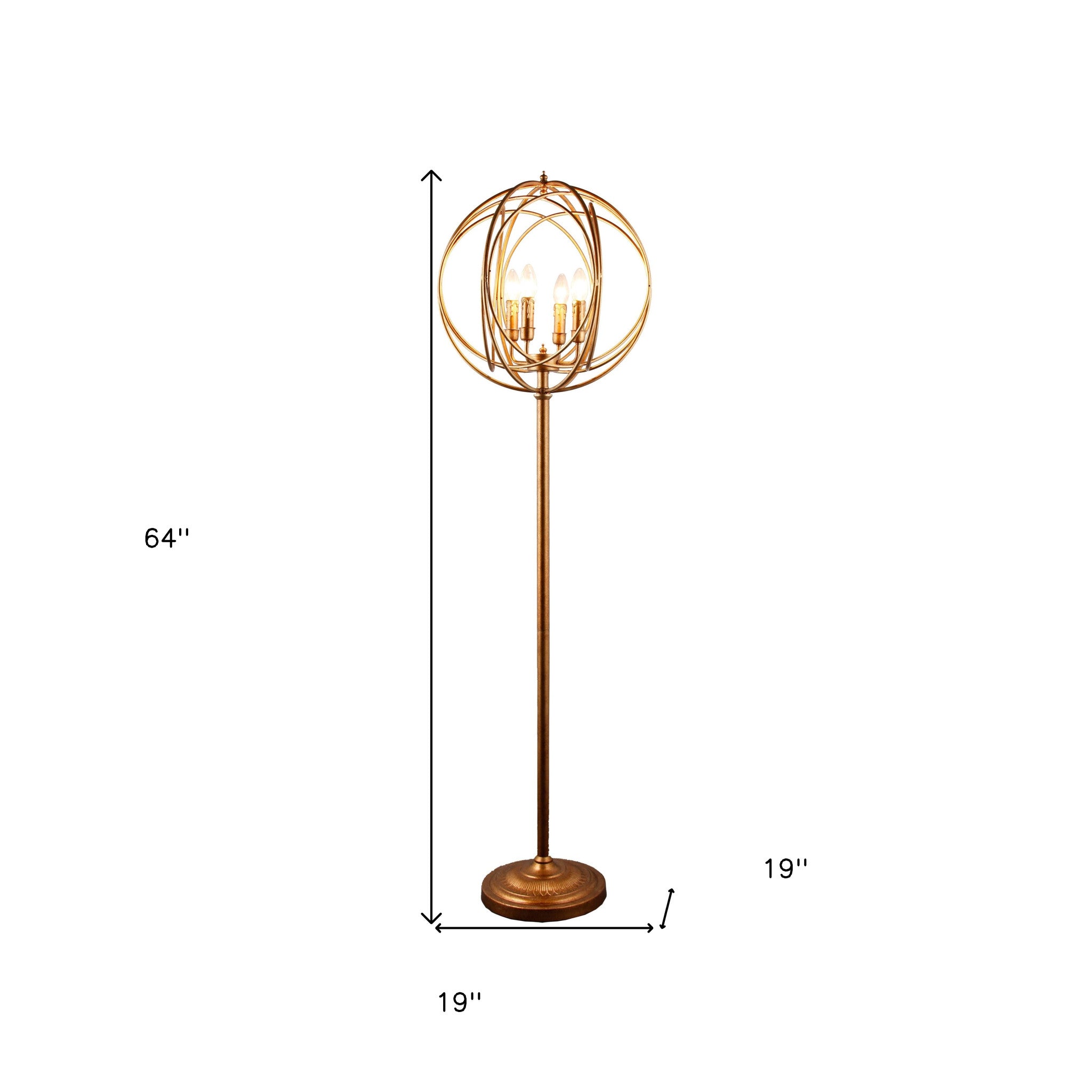 64" Gold Sphere 4-Light Lamp