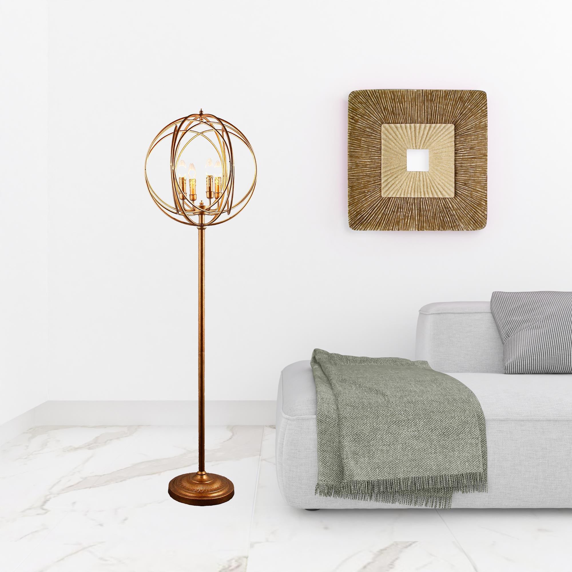 64" Gold Sphere 4-Light Lamp