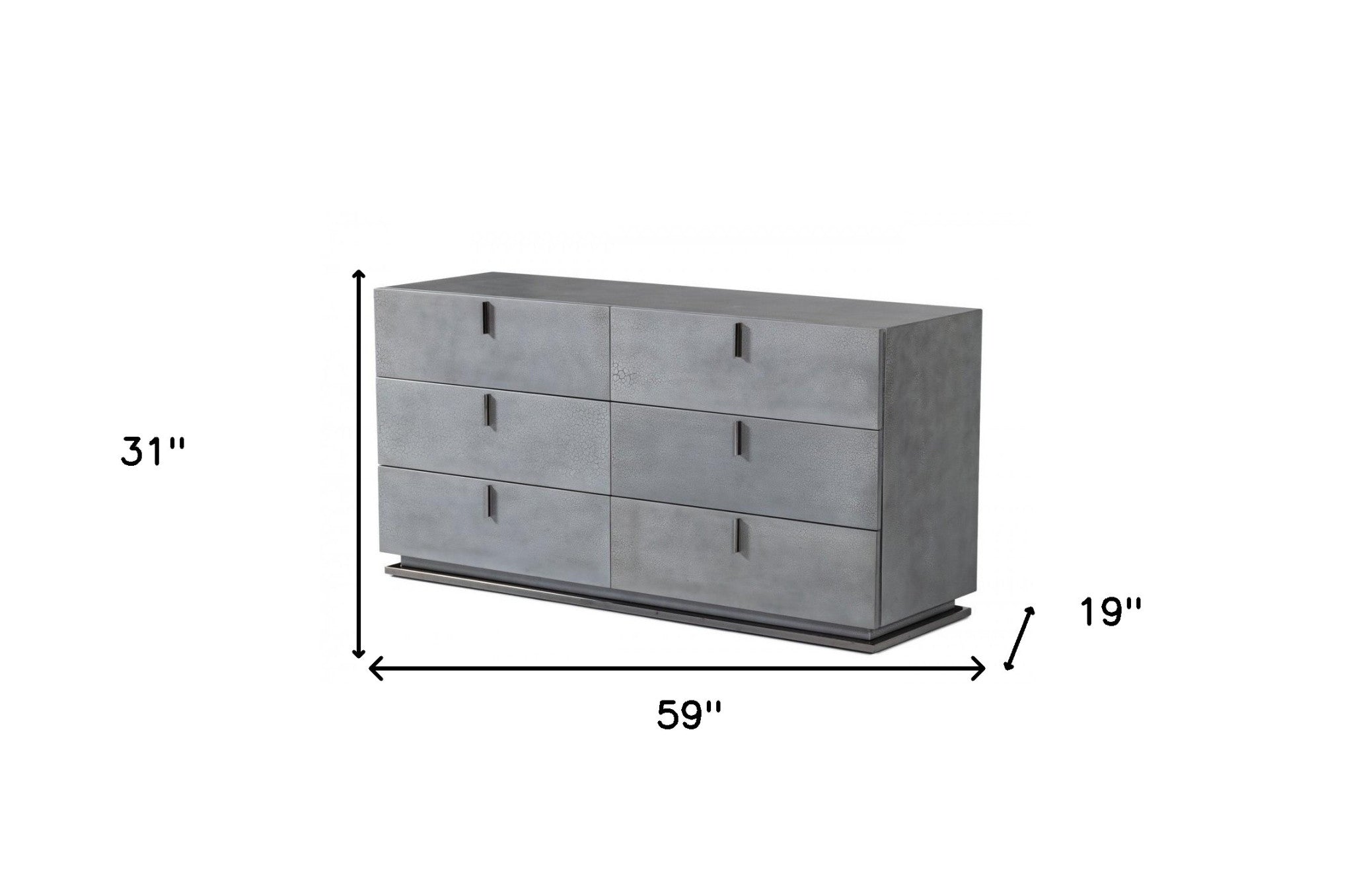 59" Gray Crackle Finish Wood Dresser