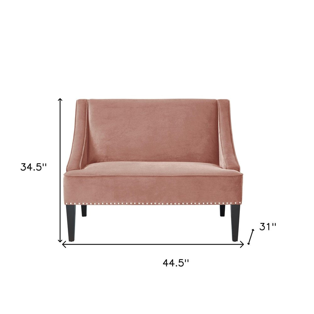 45" Blush Velvet Studded Entryway Bench