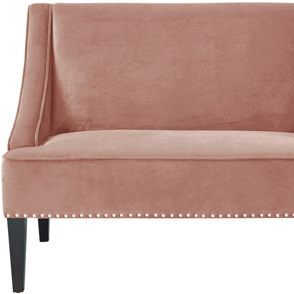 45" Blush Velvet Studded Entryway Bench