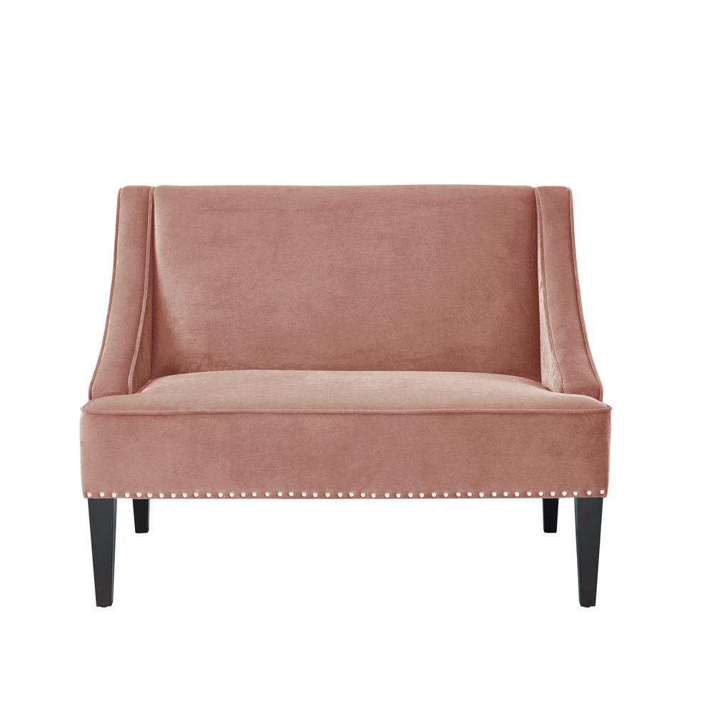 45" Blush Velvet Studded Entryway Bench