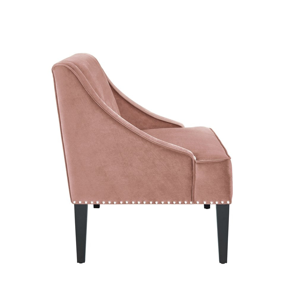 45" Blush Velvet Studded Entryway Bench