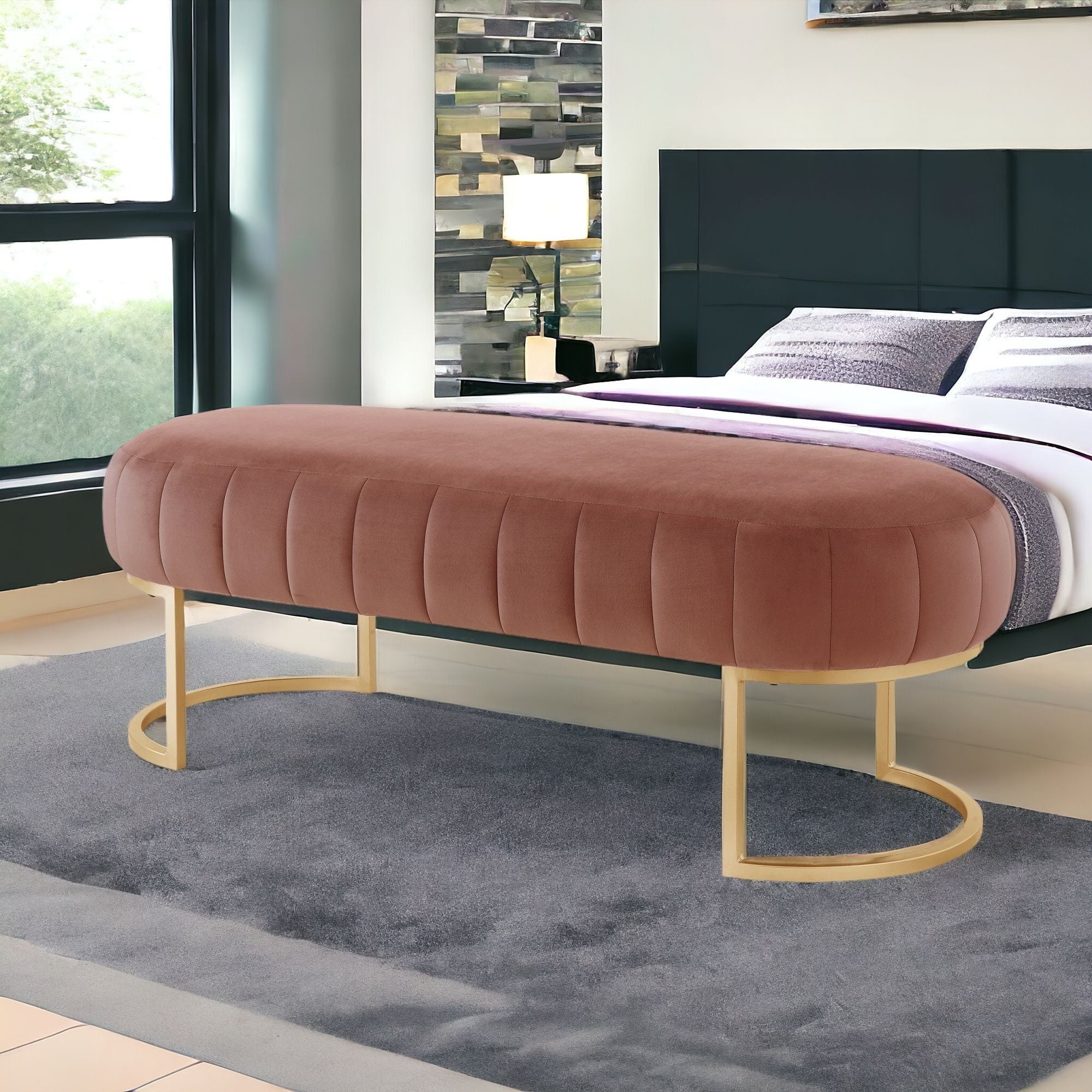 53" Velvet Pill Bench