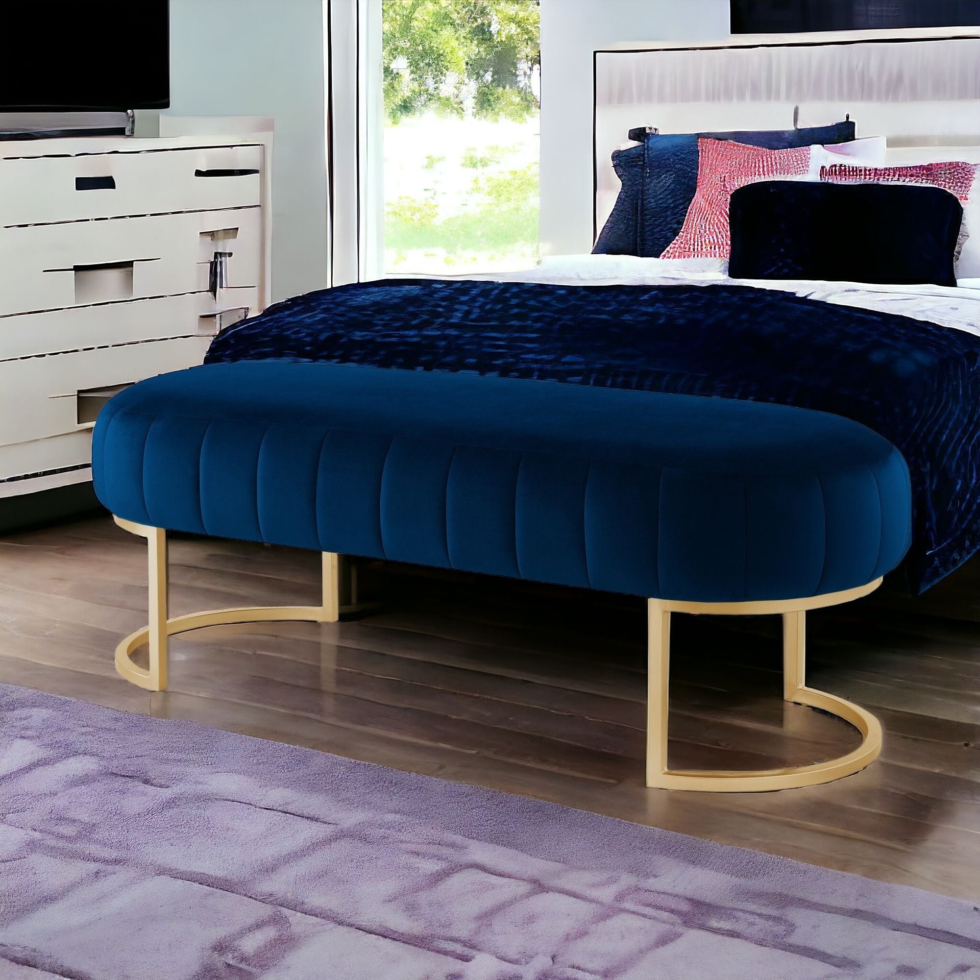 53" Velvet Pill Bench