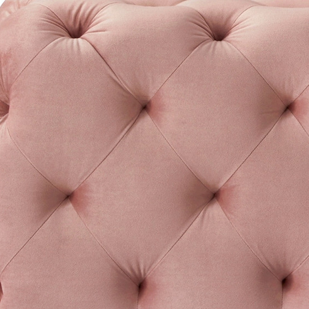 48" Blush Velvet Tufted Bench