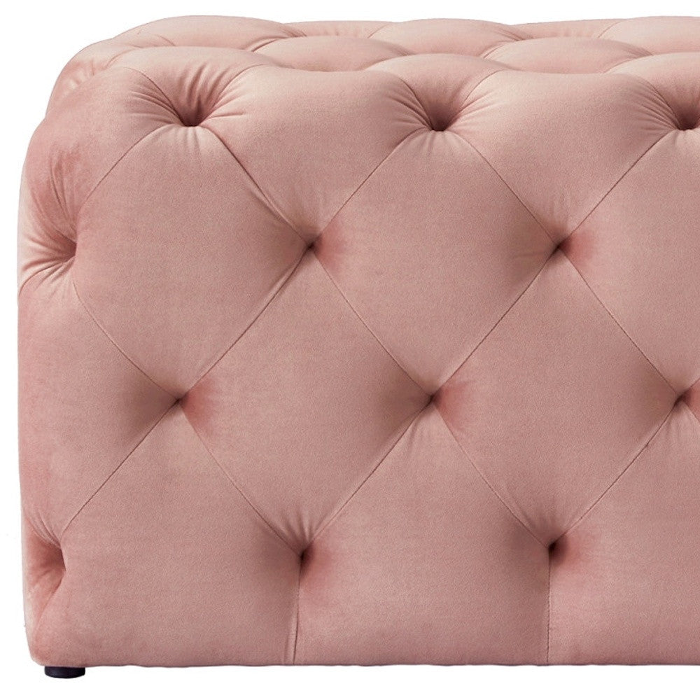 48" Blush Velvet Tufted Bench