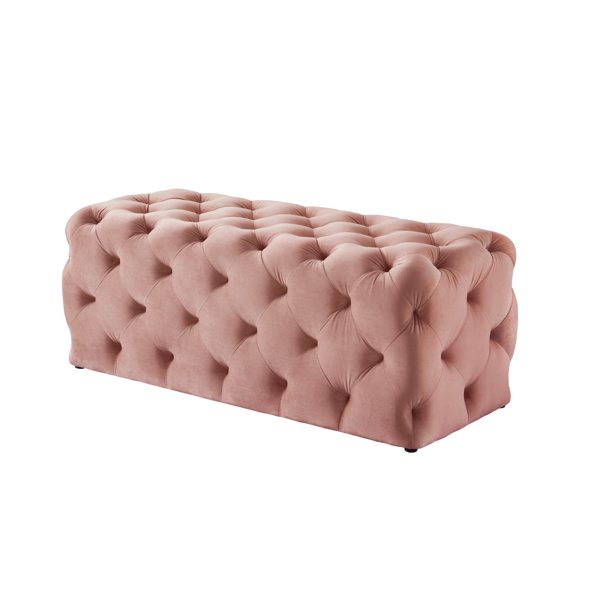 48" Blush Velvet Tufted Bench